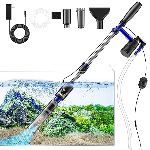 Fish Tank Cleaner - Aquarium Gravel Cleaner, 530GPH/32W Electric Fish Tank Cleaning Tools, Adjustable Water Flow Fish Tank Gravel Cleaner Vacuum for Water Change Wash Sand Algae Cleaner Water Shower
