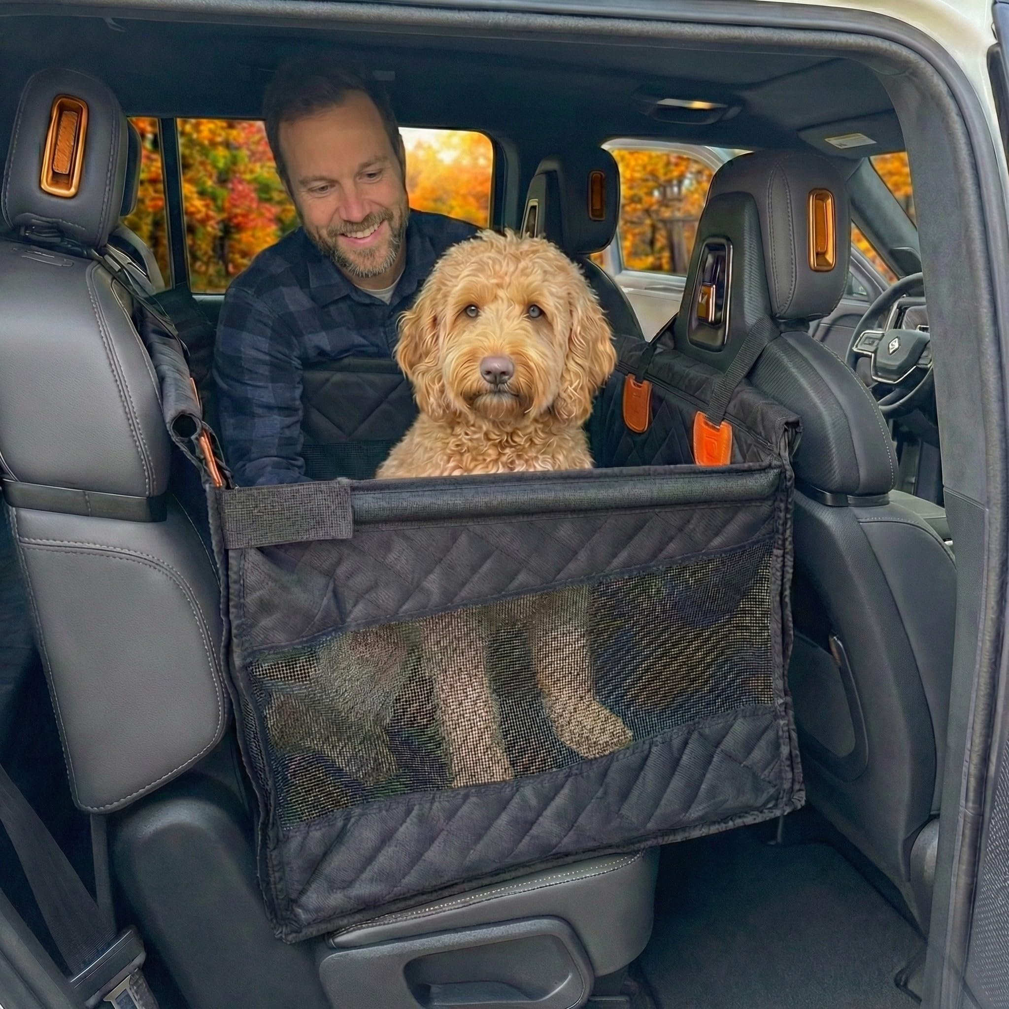 Urbiscape Dog Car Seat for Large Dogs – Sturdy Waterproof Pet Booster with Interior Tether – Washable Reinforced Travel Bed for Comfortable Trips - Large, Medium, and Small Pets - 21x21x20