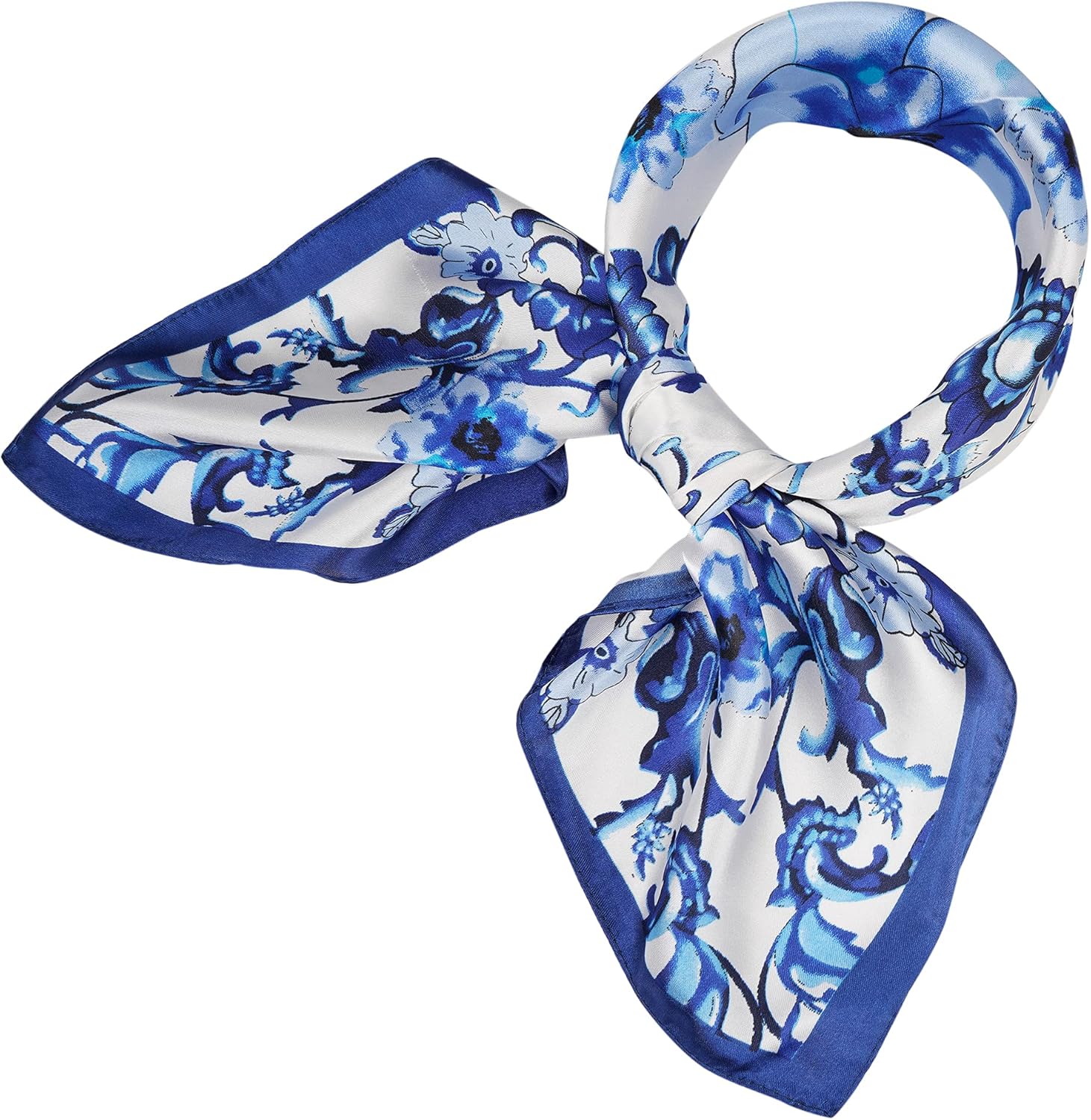 YOUR SMILE Silk Like Scarf Women’s Fashion Pattern Large Square Satin Headscarf Headdress 24”x24”