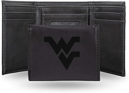 Vista 309 de Rico Industries NCAA - Cartera triple grabada con láser y tres pliegues grabada con láser, accesorio para hombre Negro