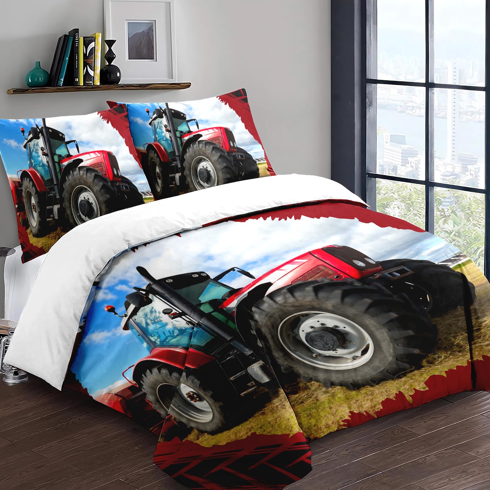 Yzehomijia Tractor Duvet Cover Sets, 220×240 cm for Kids 1 Microfiber Duvet Cover + 2 Pillowcases 65x65 cm.(T3×220) - Image 3