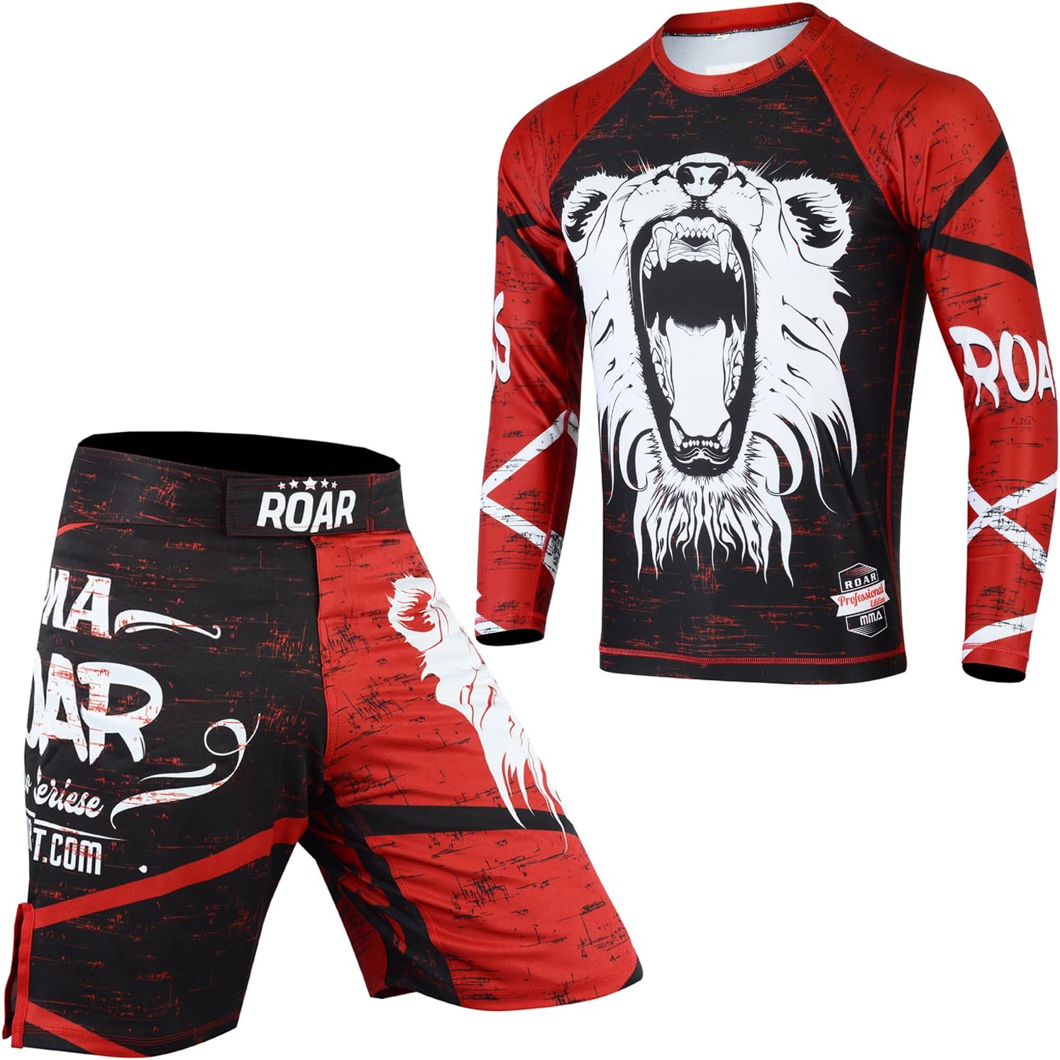 Roar No Gi Wear MMA Rash Guards & MMA Shorts Set BJJ Grappling Jitsu Training