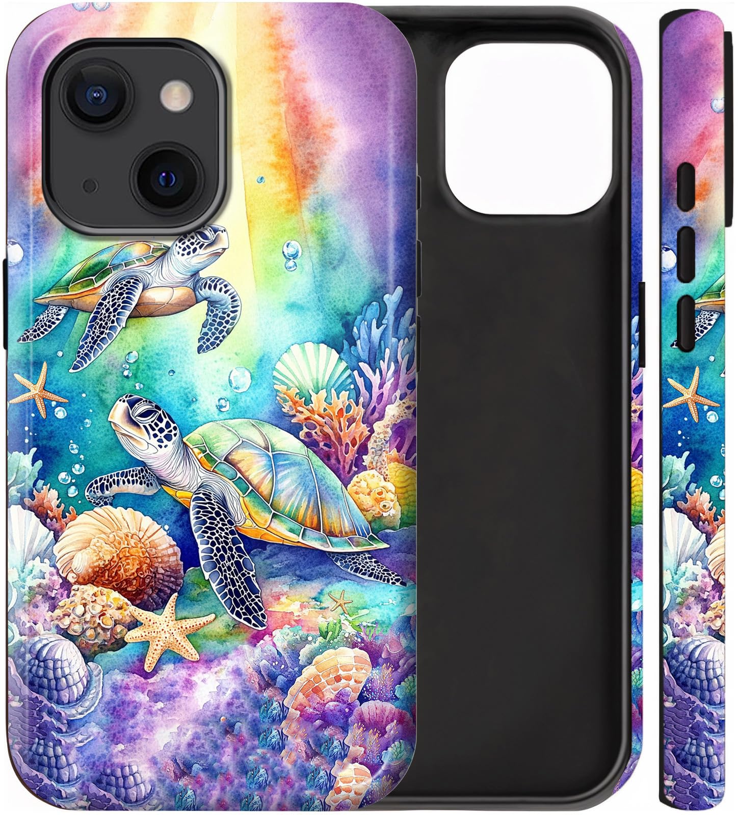 Dual-Layer Shockproof Phone Case for iPhone 14 Hybrid Hard PC Back with Soft Silicone Bumper Full Body Slim
