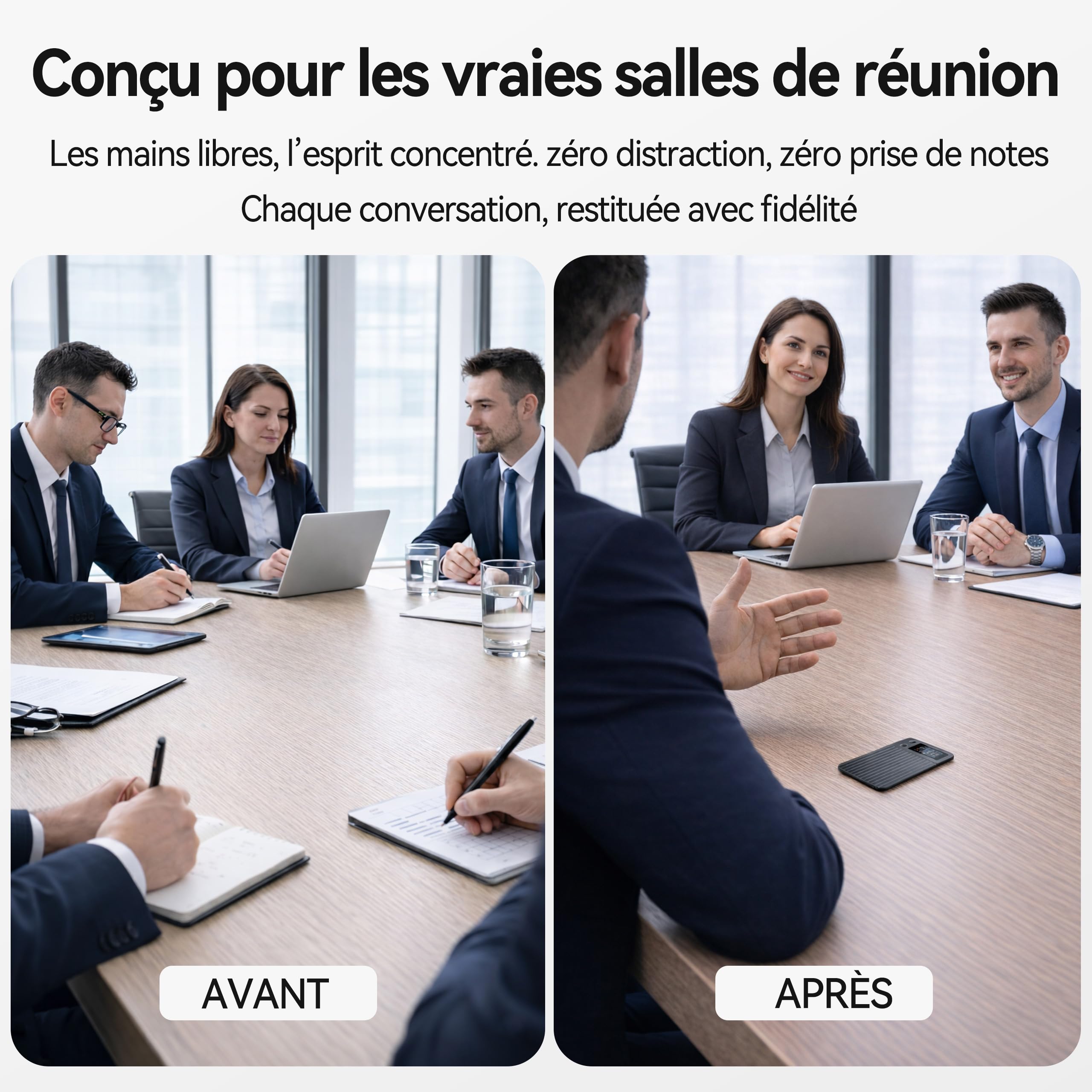 Enregistreur Vocal IA avec Transcription et résumé AI avancés Dictaphone IA | 1200 Min/Mois, Audio HD, avec étui, pour réunions de Travail, Cours et appels, Cadeau pour Professionnels et étudiants