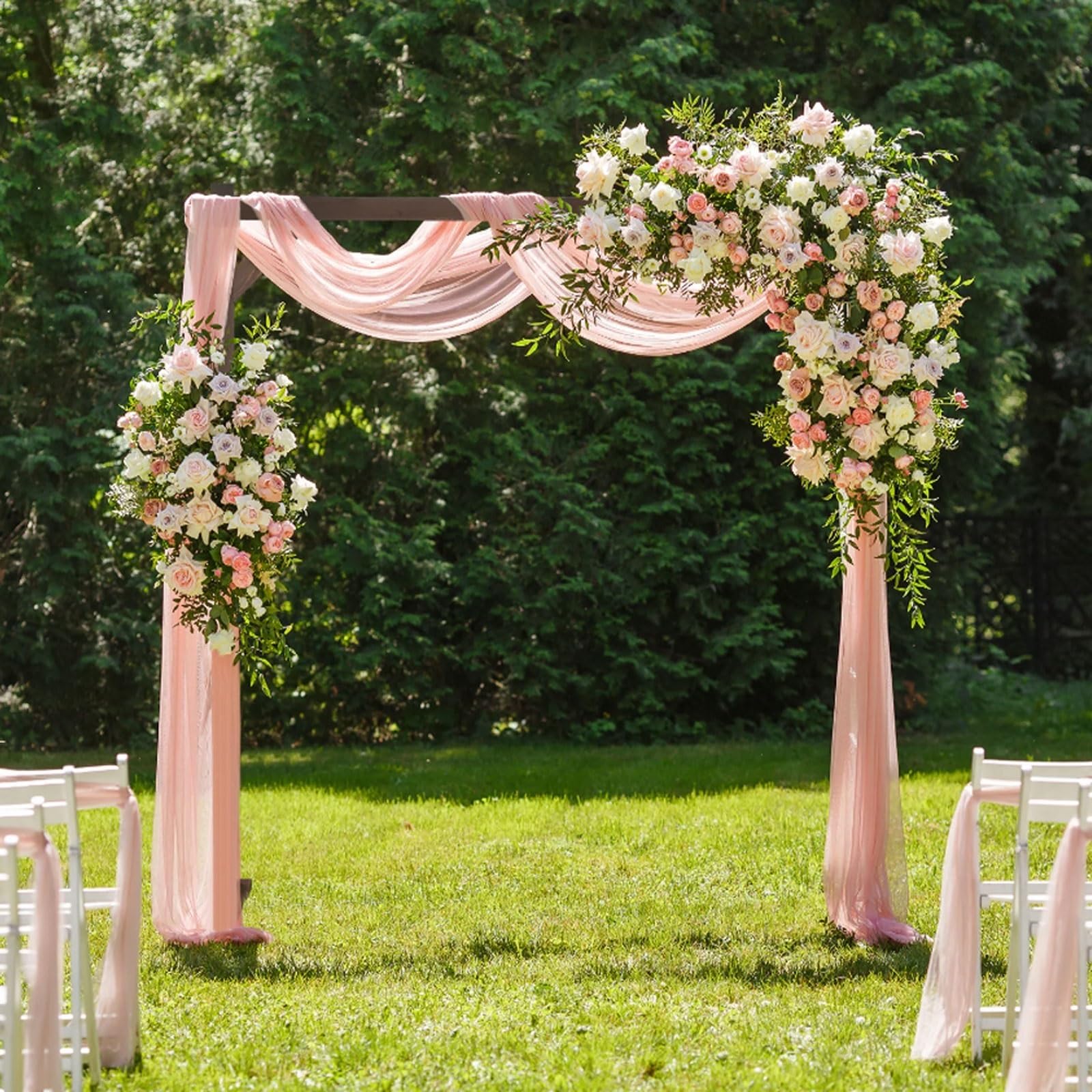 Hochzeitsbogen aus Holz Quadrat Hochzeit Hintergrund Holz Blume Arbor Stand Traubogen mit Basis,für Hochzeit Rasen,Garten,eckig,Fotokabine Hintergrundständer,Garten Decoration