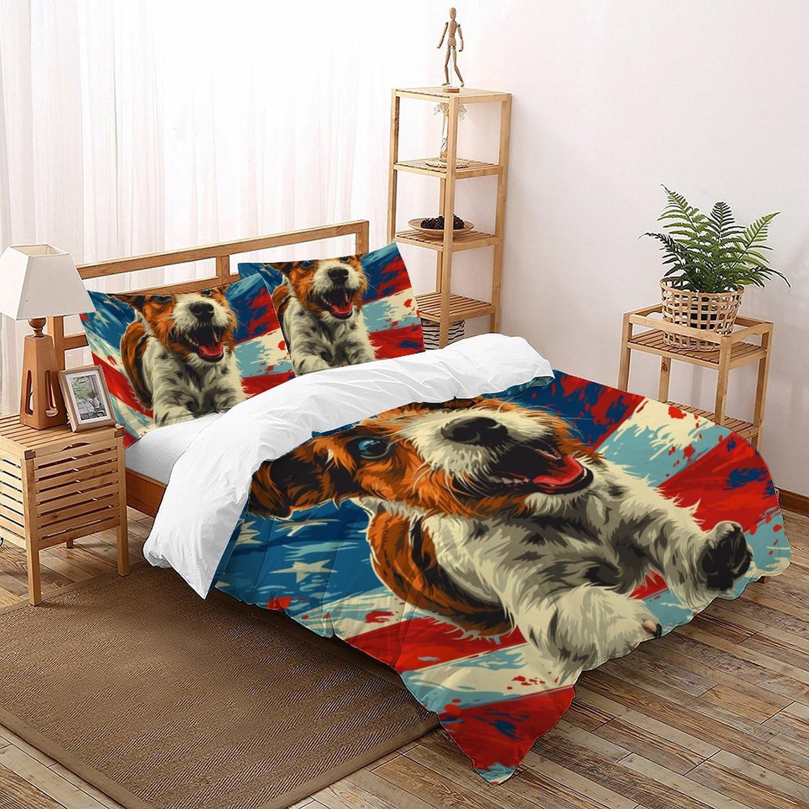 Housse de couette 220x240 Jack Russell imprimé 3D avec fermeture éclair