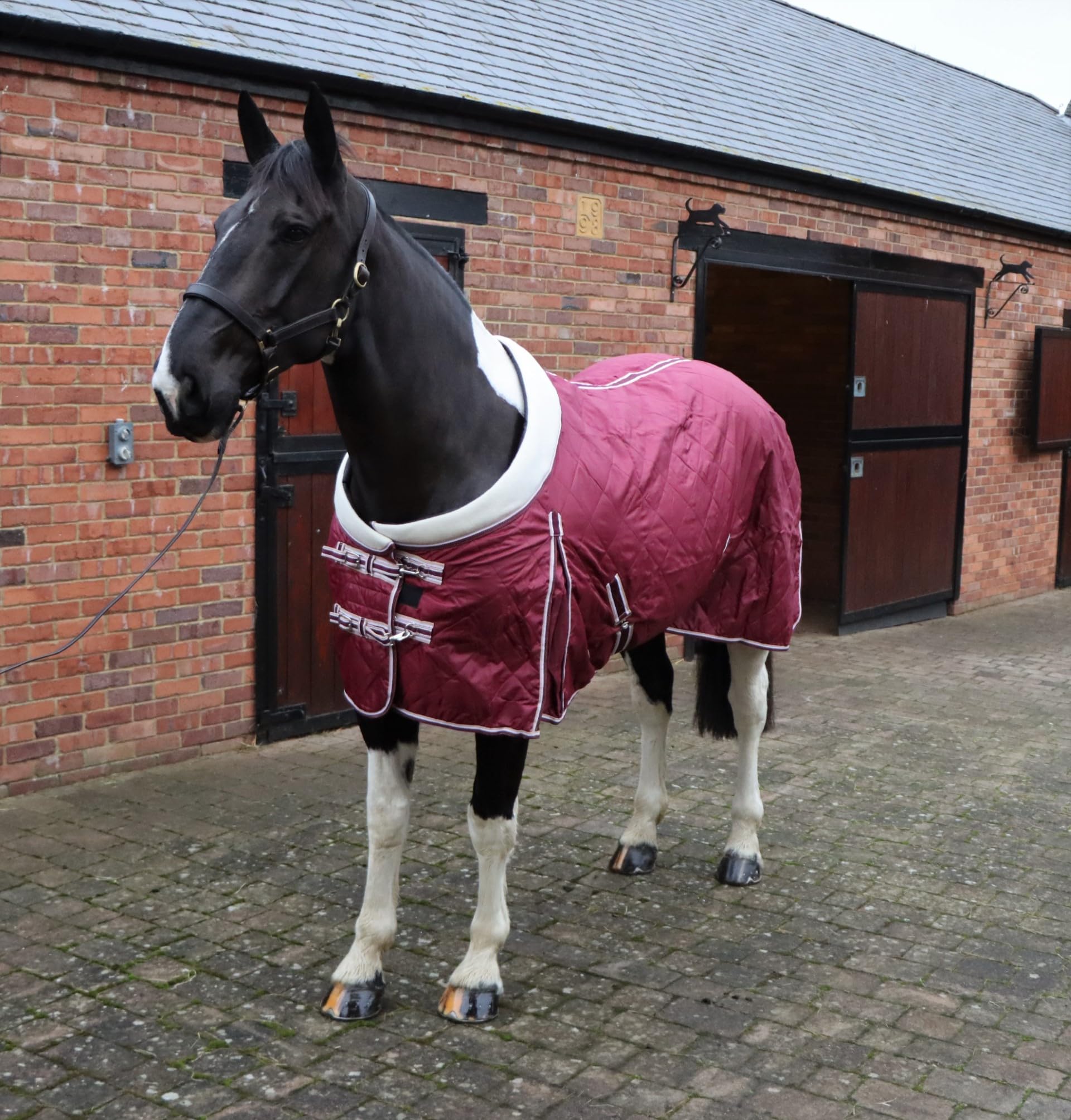 Ruggles Lightweight 50g Stable Rug for Heavy Horses - Clydesdale Shire Percheron | Fleece Collar| Smart Versatile Rug (7', Burgundy)