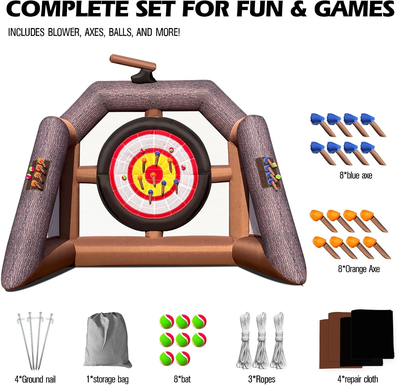 OZIS Inflatable Axe Throwing Game ，Inflatable Ball Toss Target Dart Board for Backyard School Team Birthday Party Events Outdoor Indoor