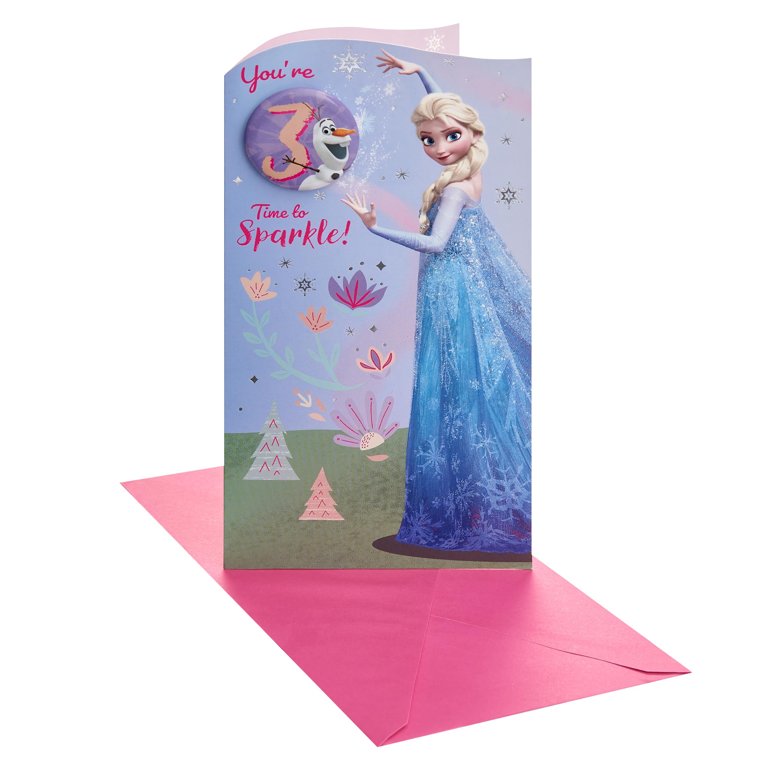 UK Greetings | Disney Frozen 3rd Birthday Card | Elsa Design with Badge