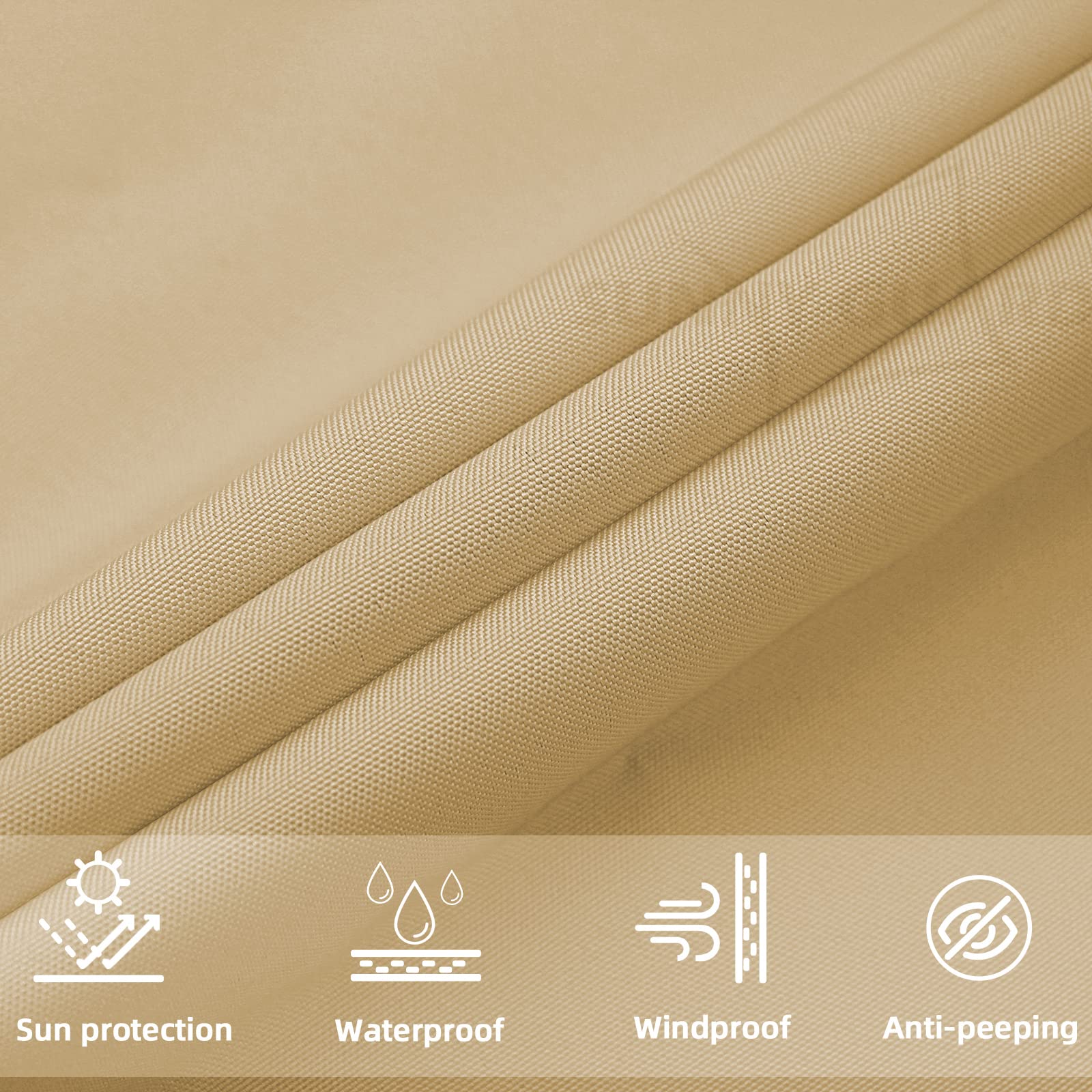SUNNY GUARD Tenda a Vela Rettangolare 4x4m Impermeabile,Vela ombreggiante parasole Protezione Raggi UV per Giardino Esterno terrazza,Sabbia