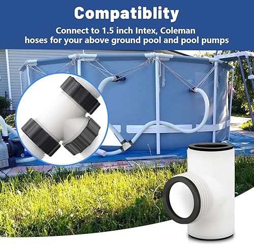 Miniatura 2 de Conector de junta en T para manguera de bomba de piscina Intex para adaptador de manguera de piscina sobre el suelo, adaptador de manguera de 1.5