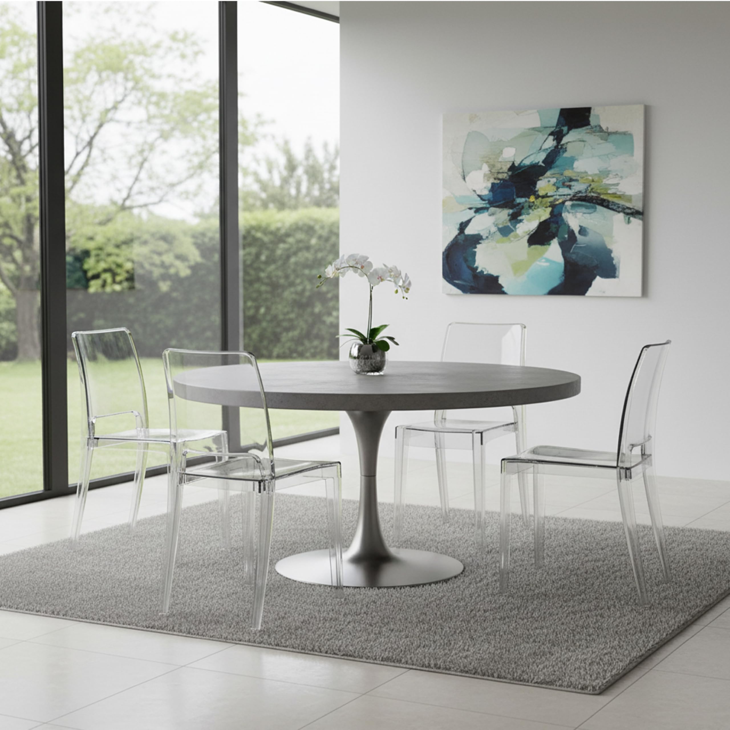 Baroni Home Set 4 Sedie Trasparenti, Sedie Impilabili Moderne, Leggere e Resistenti, Gommini Antiscivolo, Sala da Pranzo, 34,5x48,5x85 cm, Trasparente