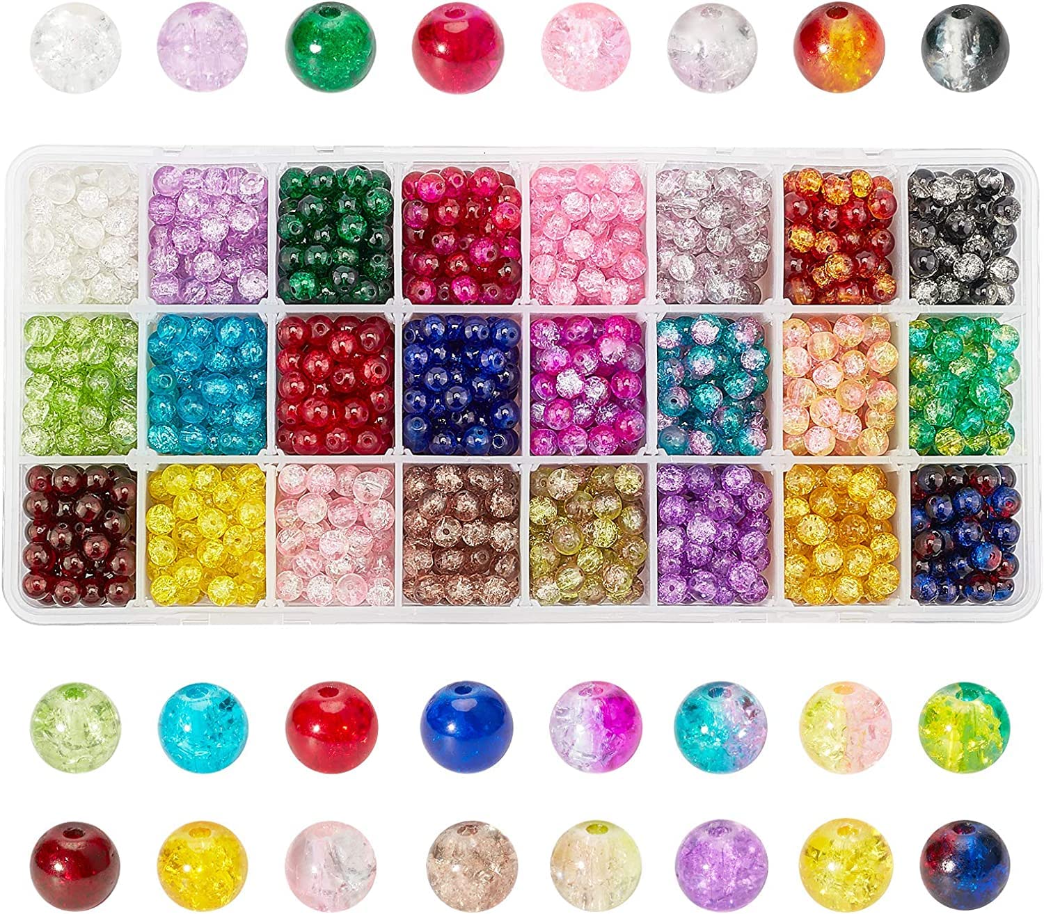 Amazon.co.jp: PandaHall 6mm ガラスビーズ 1440個 24色 ラウンド 