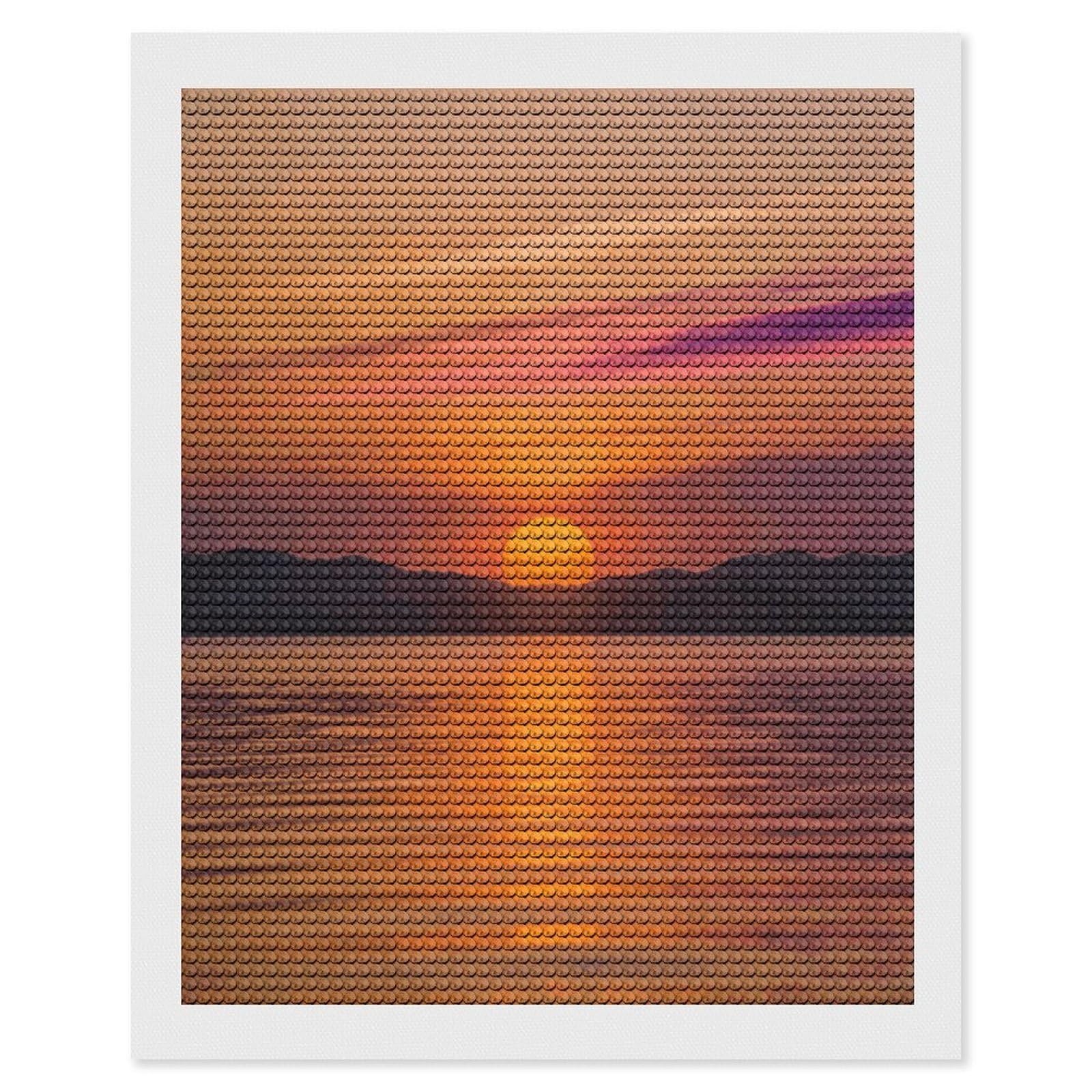 FekiLoot Sunrise Paint by Numbers Kit for Adults Beginner DIY Diamond Dots Paintings Round Full Drill Diamond Art Kits Picture Diamond Art Painting Kits for Home Decor 16"x20"