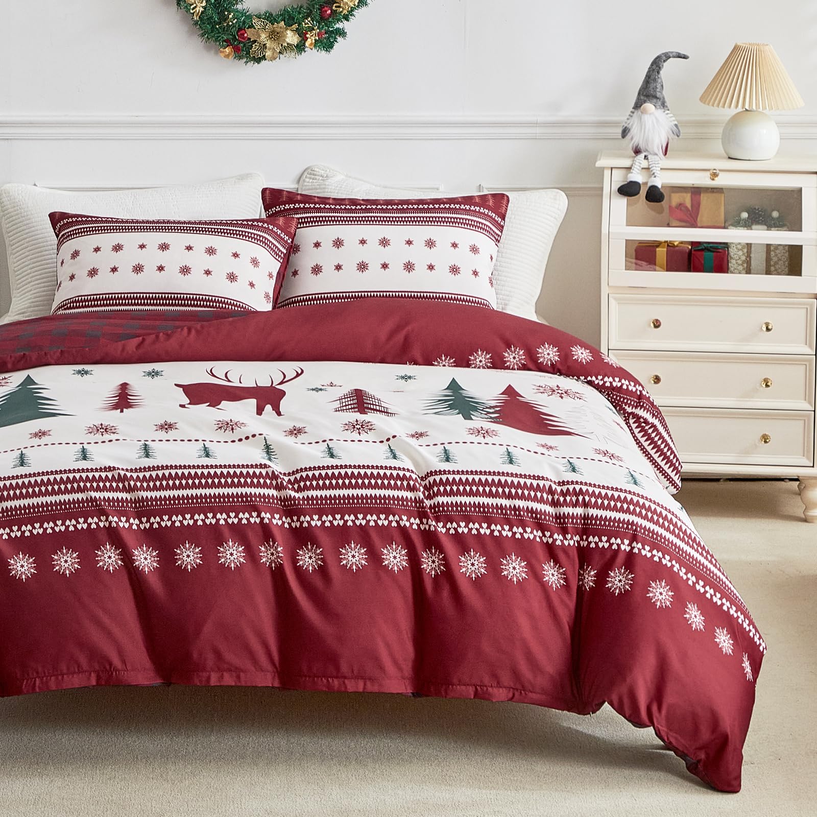 Christmas Red Plaid Duvet Cover