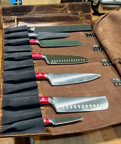 Miniatura 4 de Rustic Town Rollo de cuchillo de chef de cuero genuino para todo uso