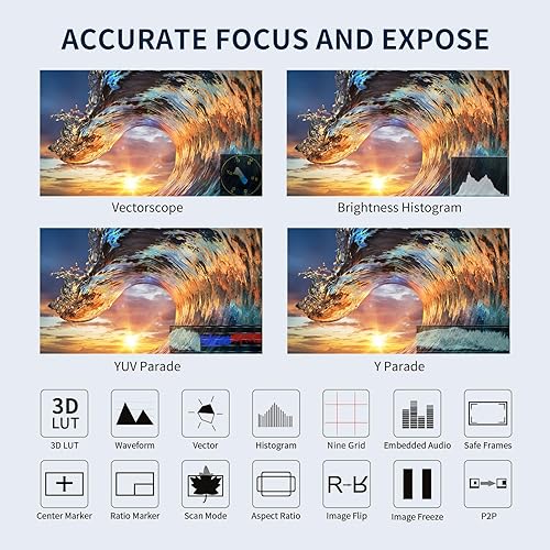 Miniatura 6 de FEELWORLD F6 PLUSX 5.5 pulgadas 1600nit Cámara DSLR de alto brillo Monitor de pantalla táctil de campo con forma de onda HDR 3D Lut Pequeño Full HD