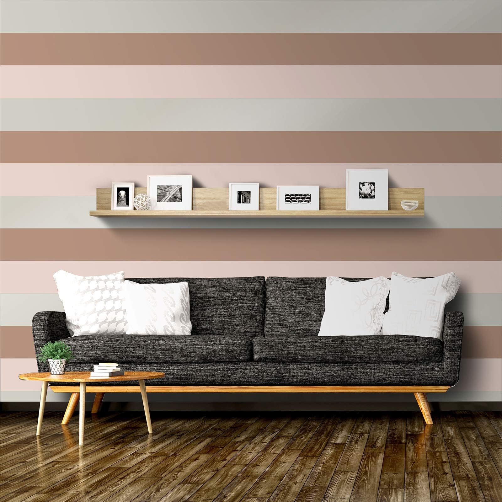 Stripe Wallpaper Luxury Horizontal Vertical Metallic Rose Gold Pink Grey Direct