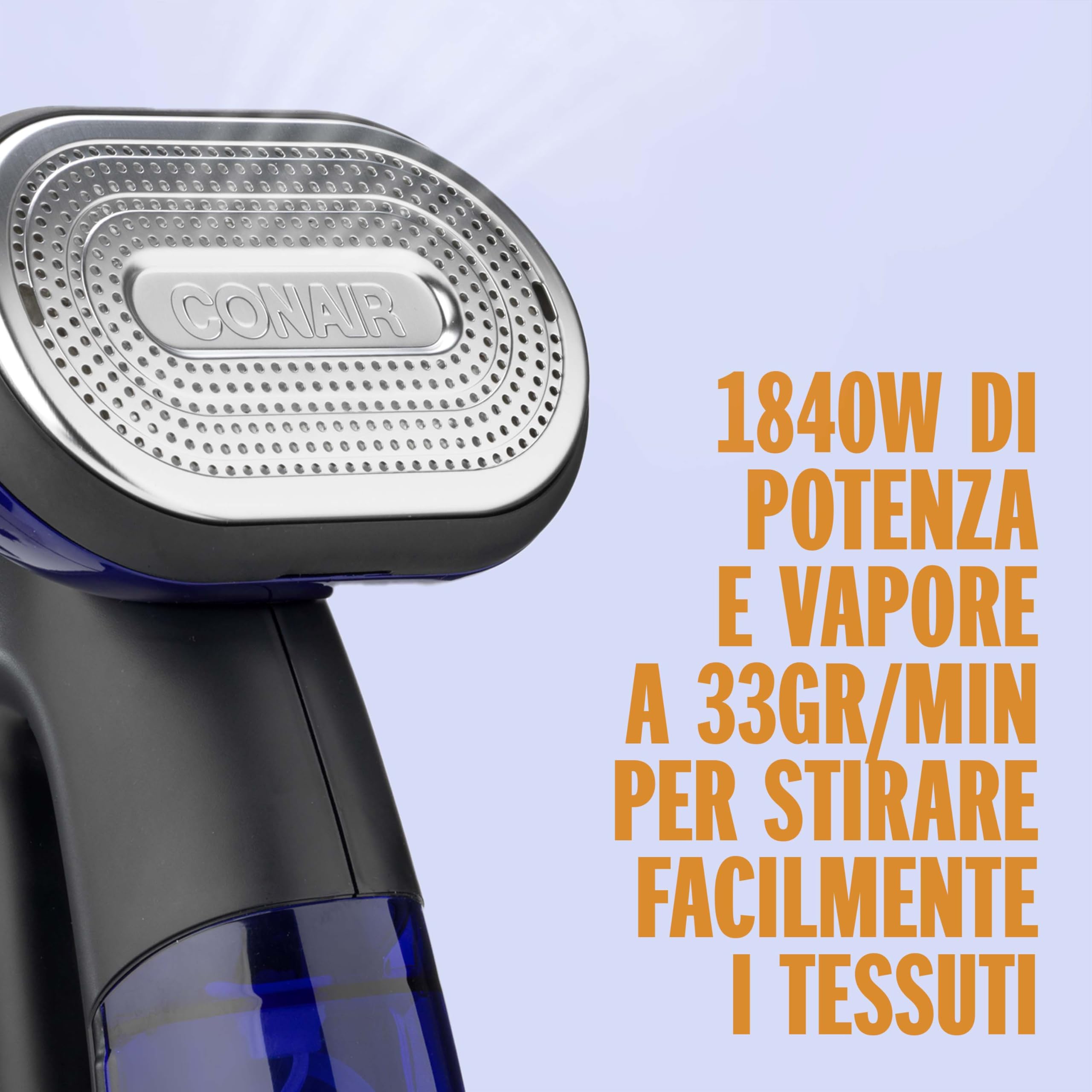 Conair GS108E Stiratore verticale 2in1, 1840W, stiro verticale con vapore potente, utilizzabile anche come ferro da stiro, vapore fino a 33g/min, serbatoio 250ml, 4 impostazioni vapore, cavo da 2.5m