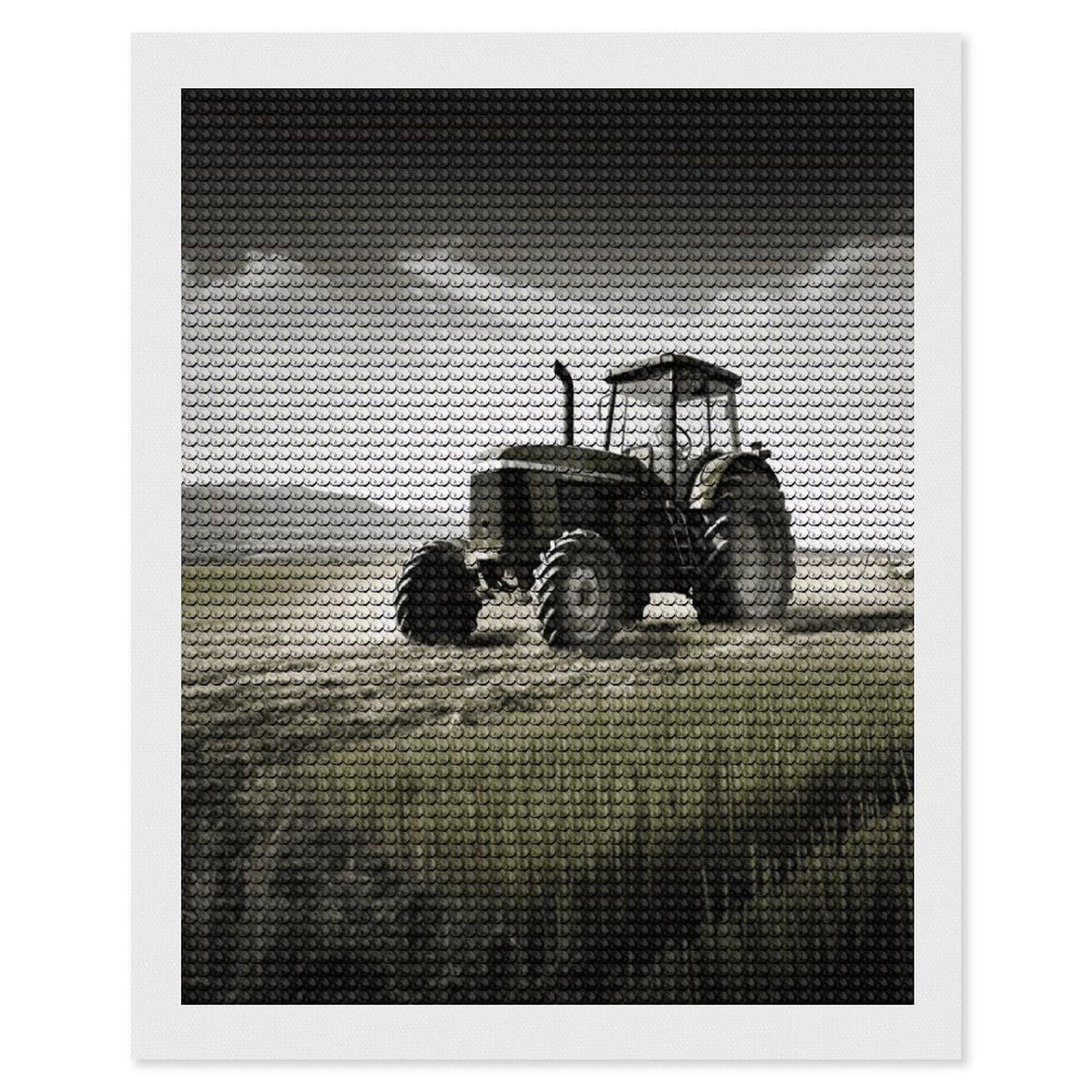 JTREHY Tractor Agriculture Tranquil Diamond Art Kits Personalized DIY Round Diamond Painting Kits for Beginner Full Drill Diamonds Dots Paintings for Adults Gem Art Crafts Home Decor
