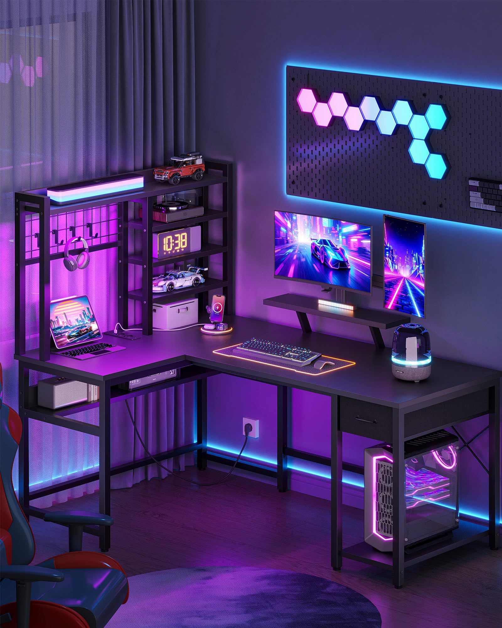 Hzuaneri Bureau Gaming L RGB 156x90cm Noir