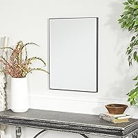 Vista 127 de Deco 79 Espejo de pared simplista de madera con marco minimalista fino, 24 x 1 x 24 pulgadas, blanco