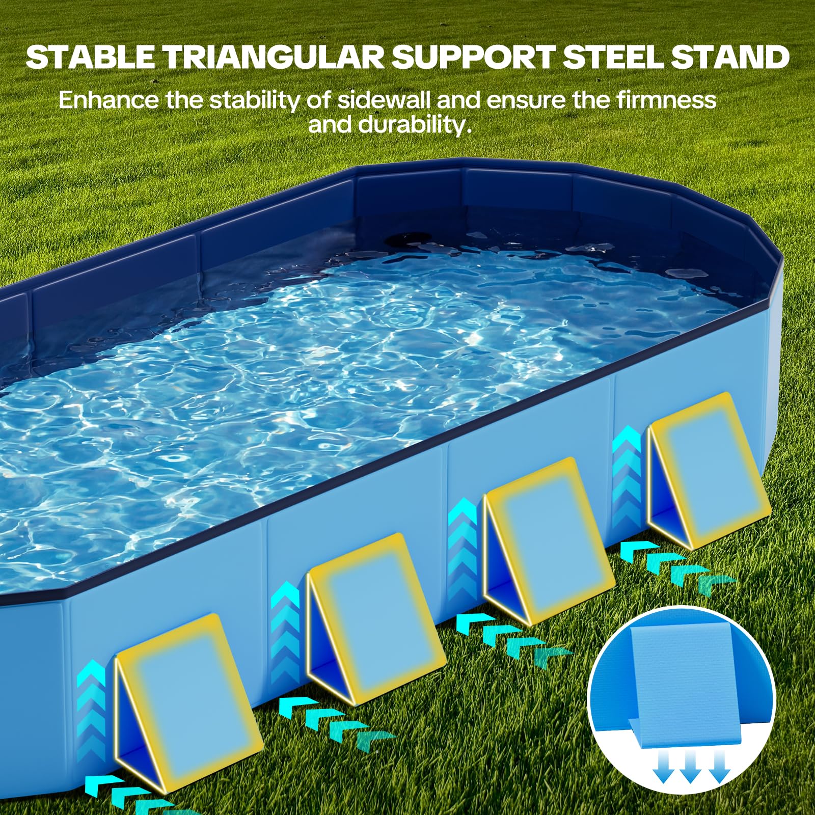 Piscina per cani,180cm piscina per cani grandi | Piscina pieghevole per cani con fondo antiscivolo e rinforzato, adatta per interni, esterni e giardini, blu