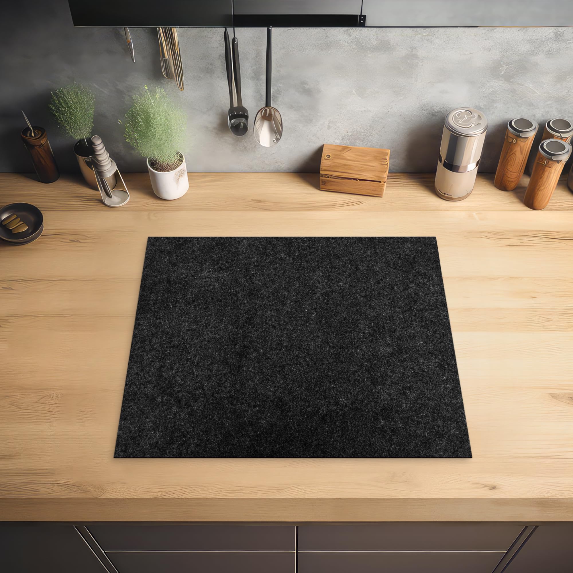 KitchenYeah© Coperchio Piano Cottura 59x52 cm Cucina Copri Fornelli Tappetino Induzione Antiscivolo Piastra Protezione Nero - Granito - Design - Pietra