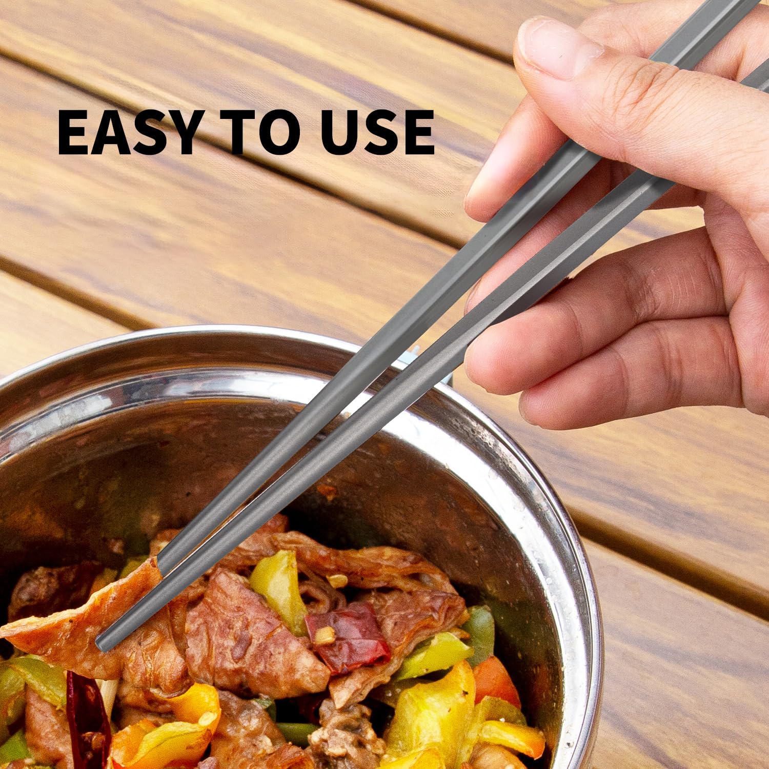 TiTo Solid Titanium Chopsticks for Camping Picnic and Hiking Reusable Lightweight Outdoor Tableware 1 Pairs (6x215mm) — Amazon image 6