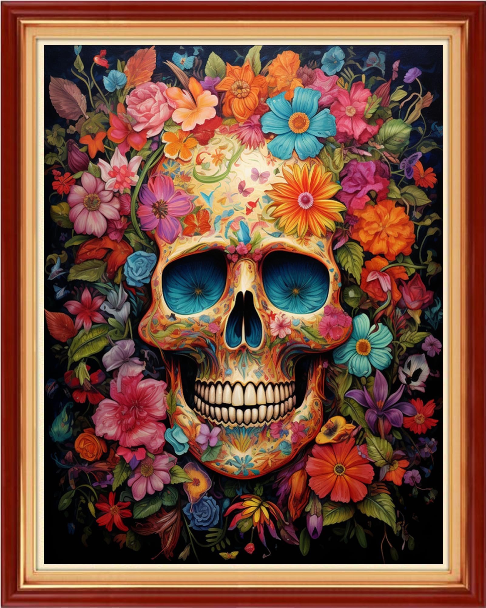 Joyhoor Kits de punto de cruz para principiantes, suministros de punto de cruz estampados, kits de bordado preimpresión para adultos, kits de punto de aguja, patrones de bordado, 11 quilates, calavera