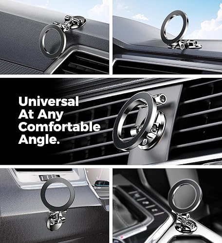 Miniatura 2 de Soporte plegable para automóvil Magsafe de grado militar, todo de metal. Soporte magnético para teléfono para iPhone 14, 13, 12 Pro Max Plus Mini