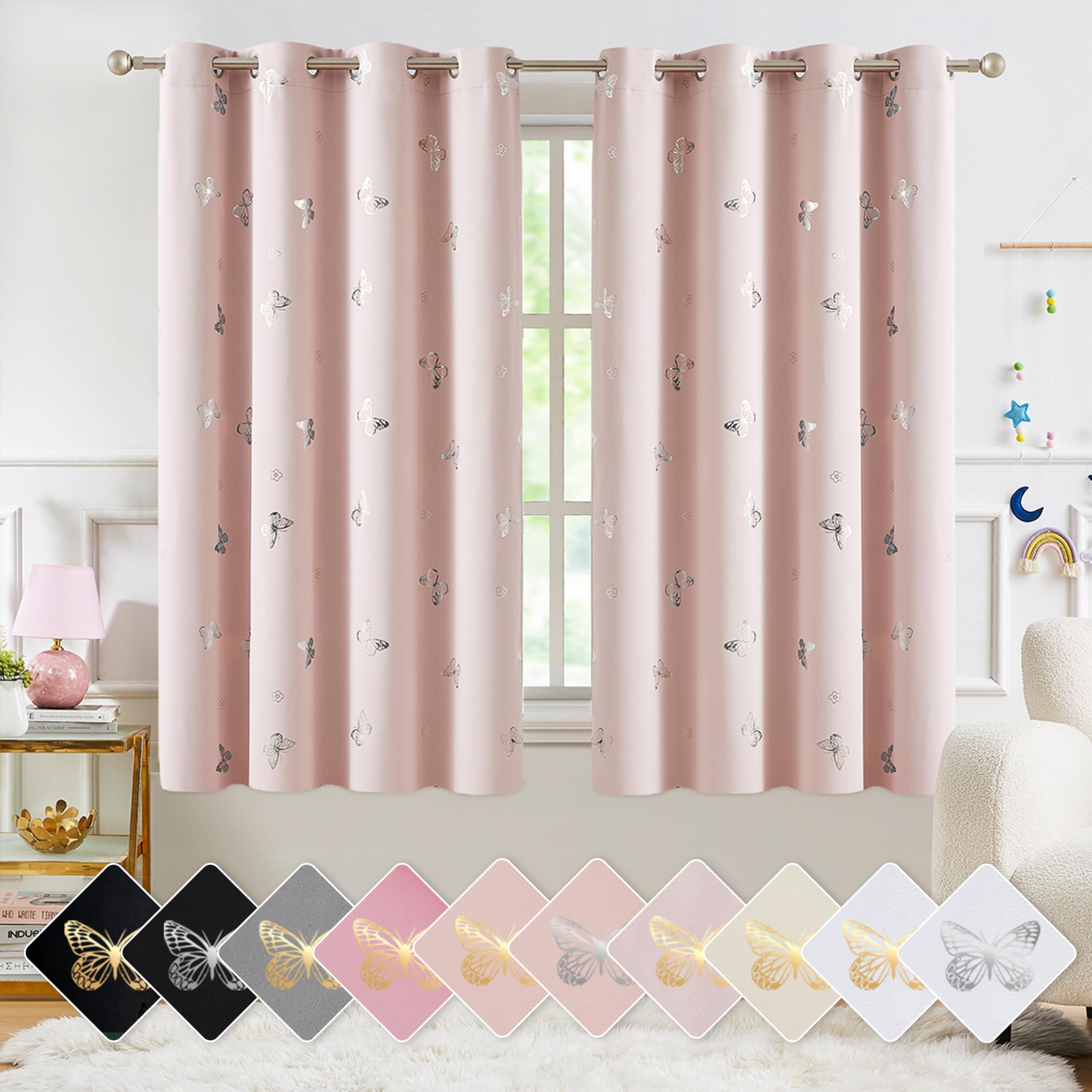 Gold Butterfly Blackout Curtains - FREE SHIPPING -10