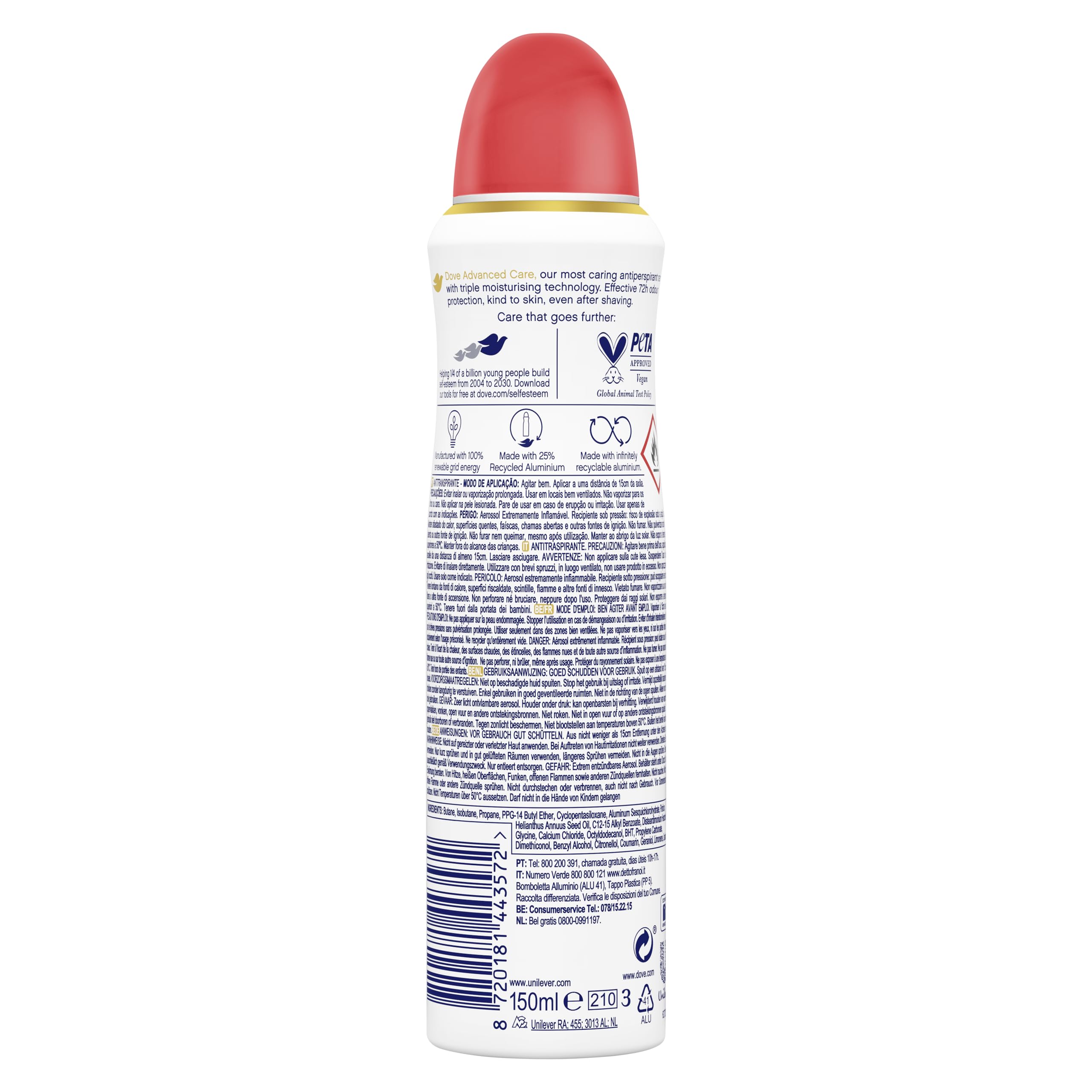 DOVE Dove Advanced Care Peach White Blossom para uso profesional para mejorar el rendimiento en cada uso con medida o especificación 150 M