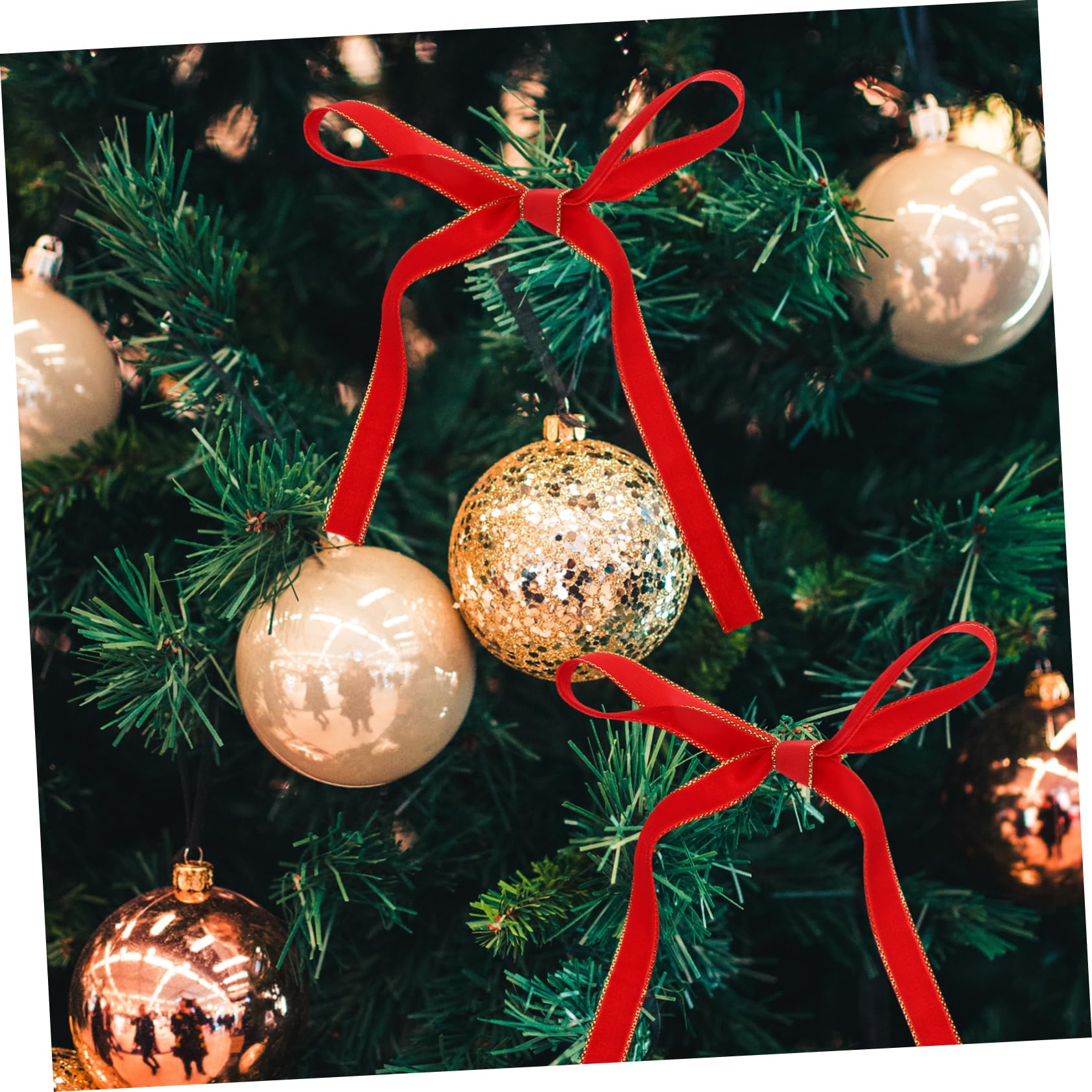 VILLCASE 4 Rollen Samtgürtel seidenband ribbon weihnachtsgeschenke für stoffbänder tannenbaum fertig geschmückt Geschenkband weihnachtsbanddekoration Weihnachtsbogenband rotes Velourband