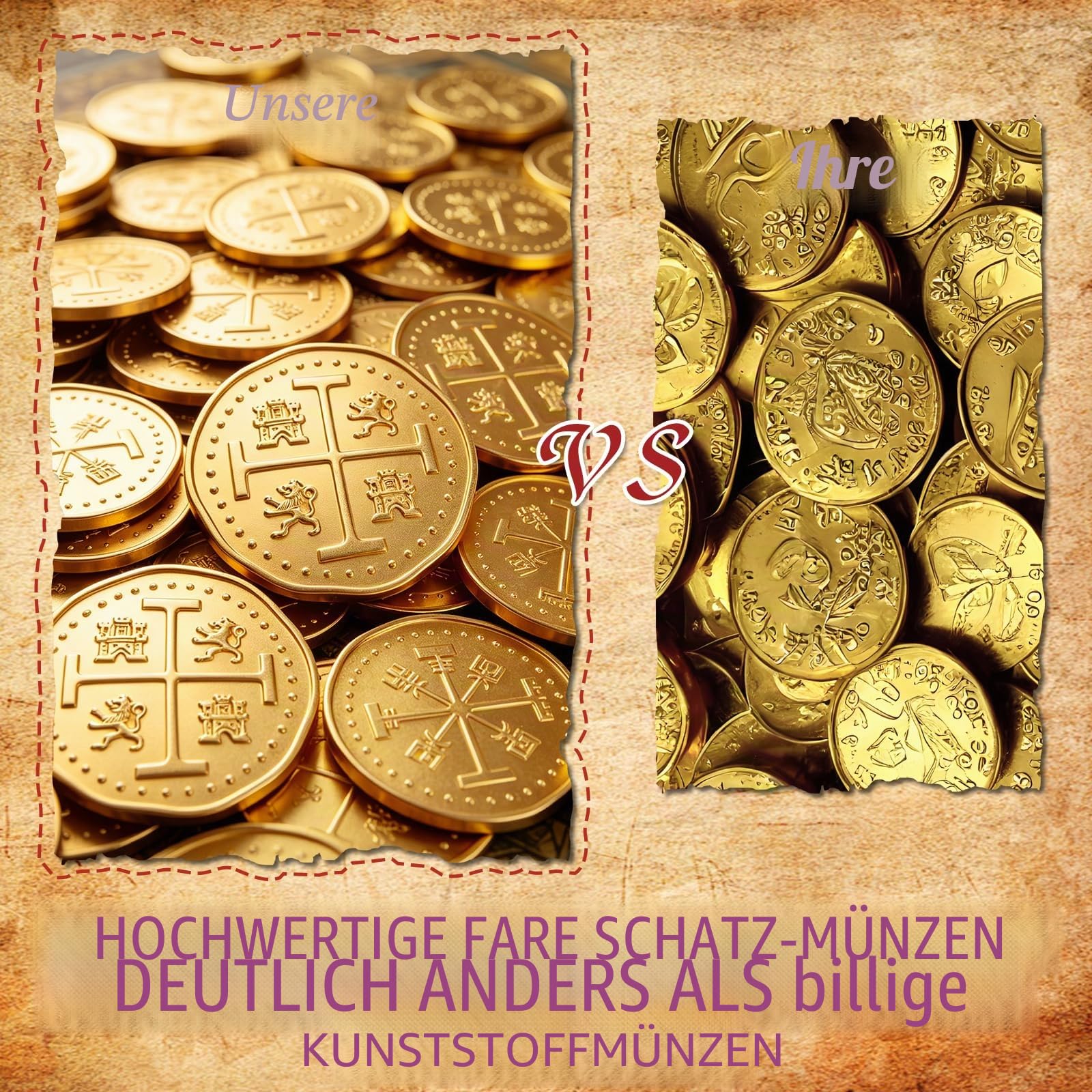 Byhoo Metall Piratenmünzen, 30 Gold Schatzmünzen Set, Metall Replik spanische Dublonen, Piratenschatztruhe Münzen Token, realistische Geldimitation für Cosplay Dekoration Rollenspiel