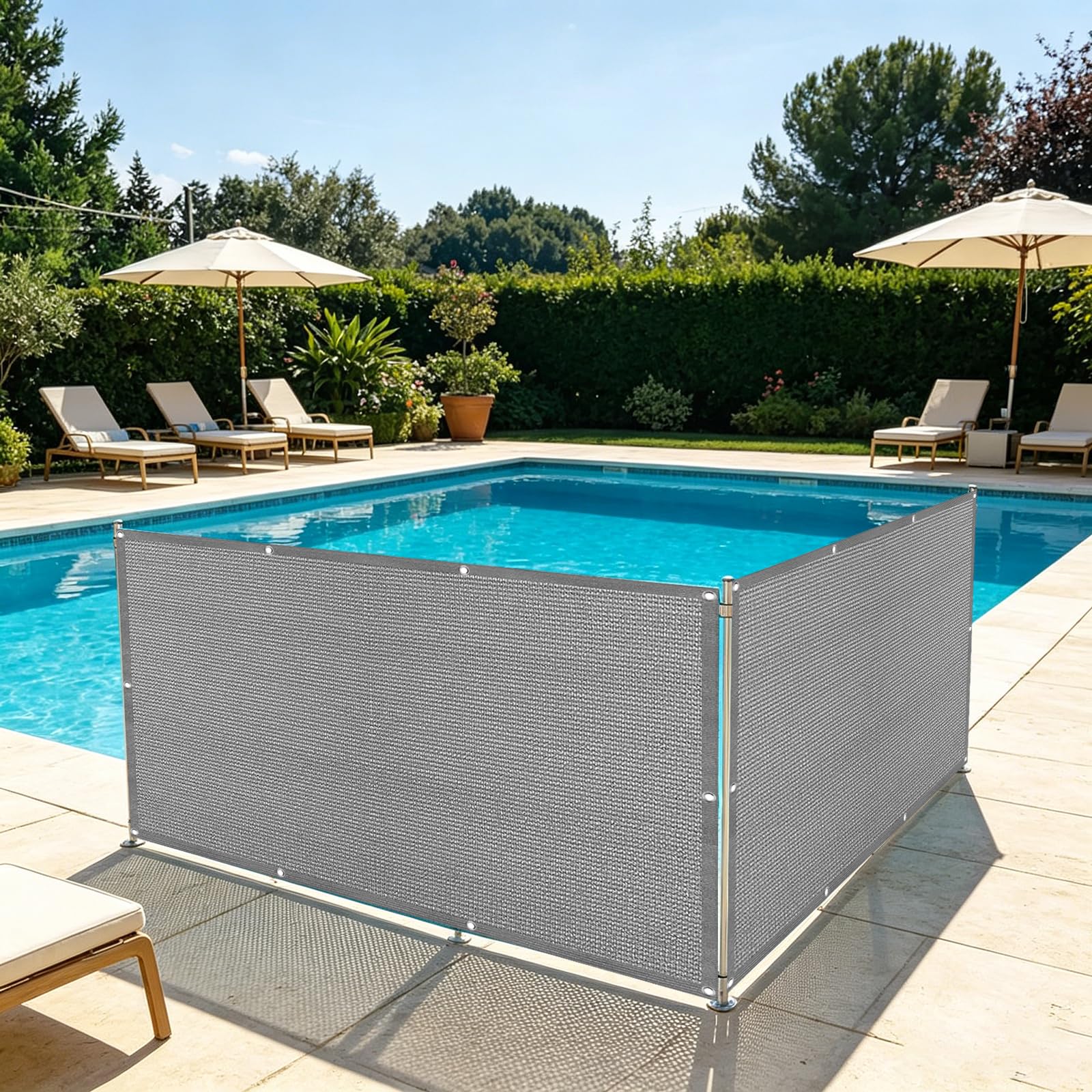 Malla ocultacion gris claro HDPE 90x210 cm para balcon y terraza
