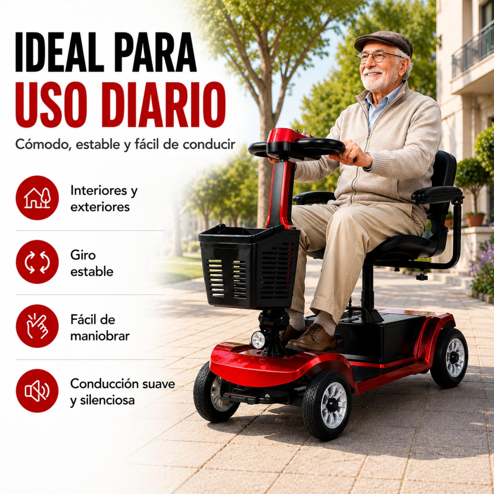 Scooter de movilidad eléctrica plegable para personas con movilidad reducida (Amperio-hora, 12)