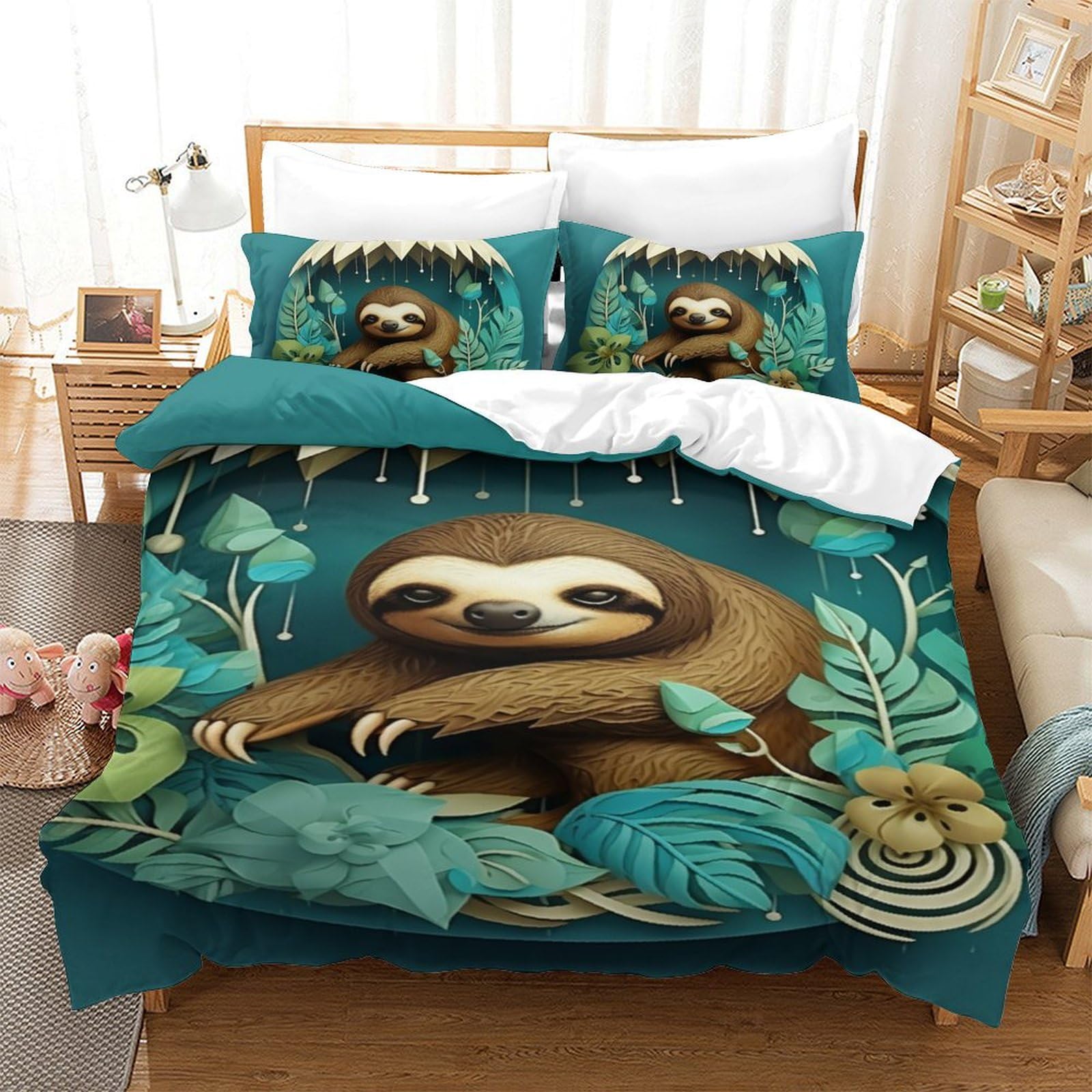 Parure de lit loutre pour chambre d'enfant, housse de couette single douce 140x200