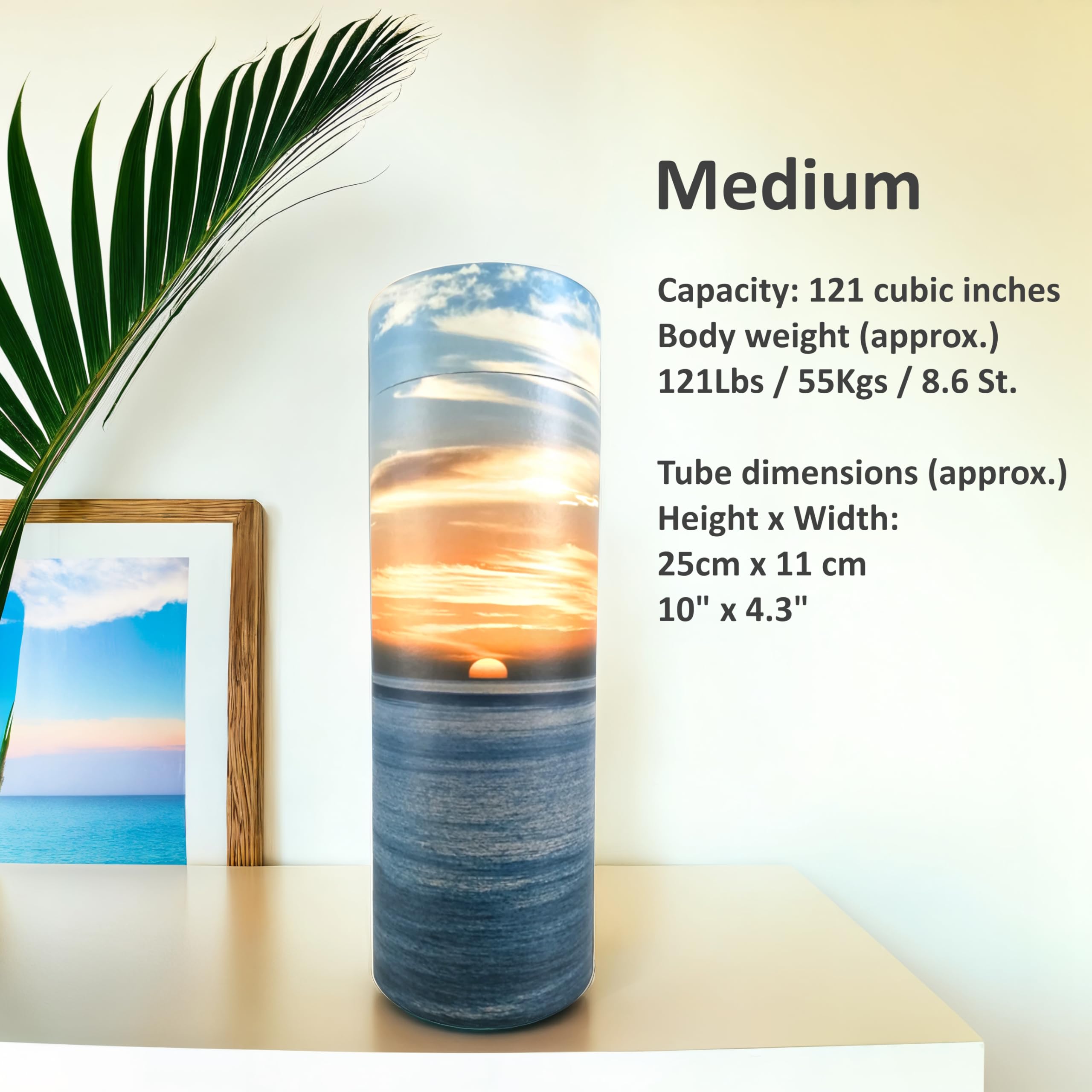 Ocean Sunset Tubos dispersos para cenizas de adultos – Urnas de cremación de cartón biodegradable (mediano)