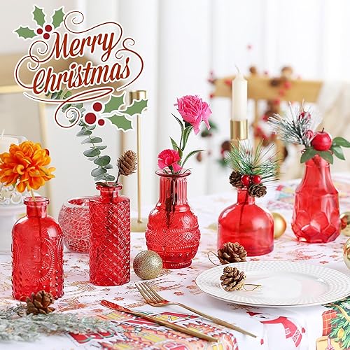 Miniatura 10 de Jarrones de cristal a granel, pequeños jarrones de vidrio para flores como centros de mesa de boda para mesas, jarrones de flores transparentes