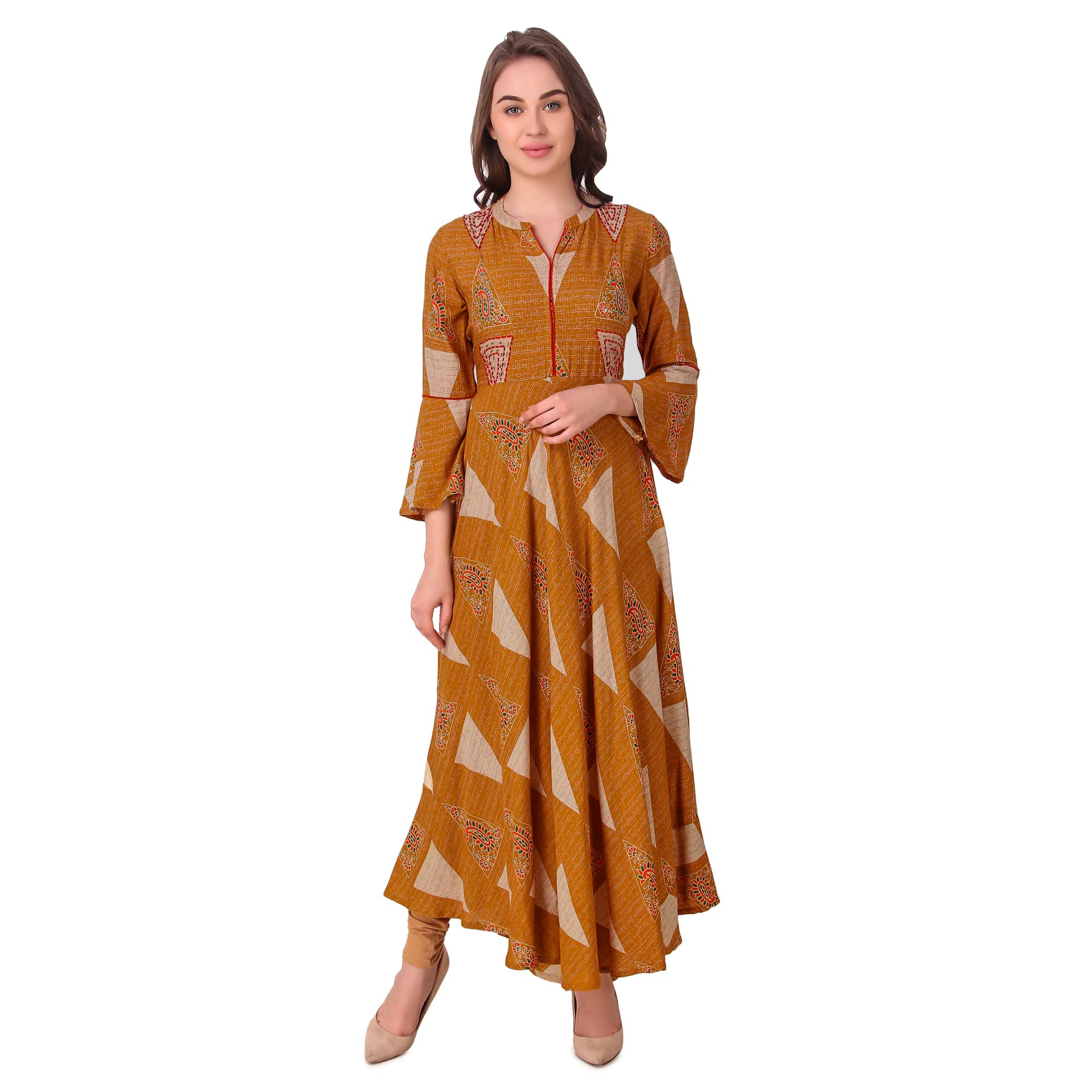 StyleOceanWomen's Cotton Embroidery Long Kurti