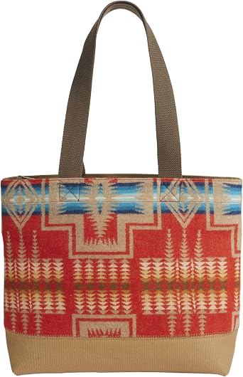 Pendleton City Tote, Harding Pattern, Wool and Canvas, 14W x 12.5H x 6W inches