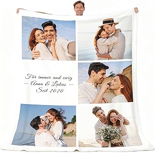Personalisierte Decke Foto Geschenk für Valentinstag für Ihn Sie, 100% Flanell Kuscheldecke Valentinstagsgeschenk, Personalisierte Geschenke für Frauen Männer, Fotogeschenke zum Jahrestag