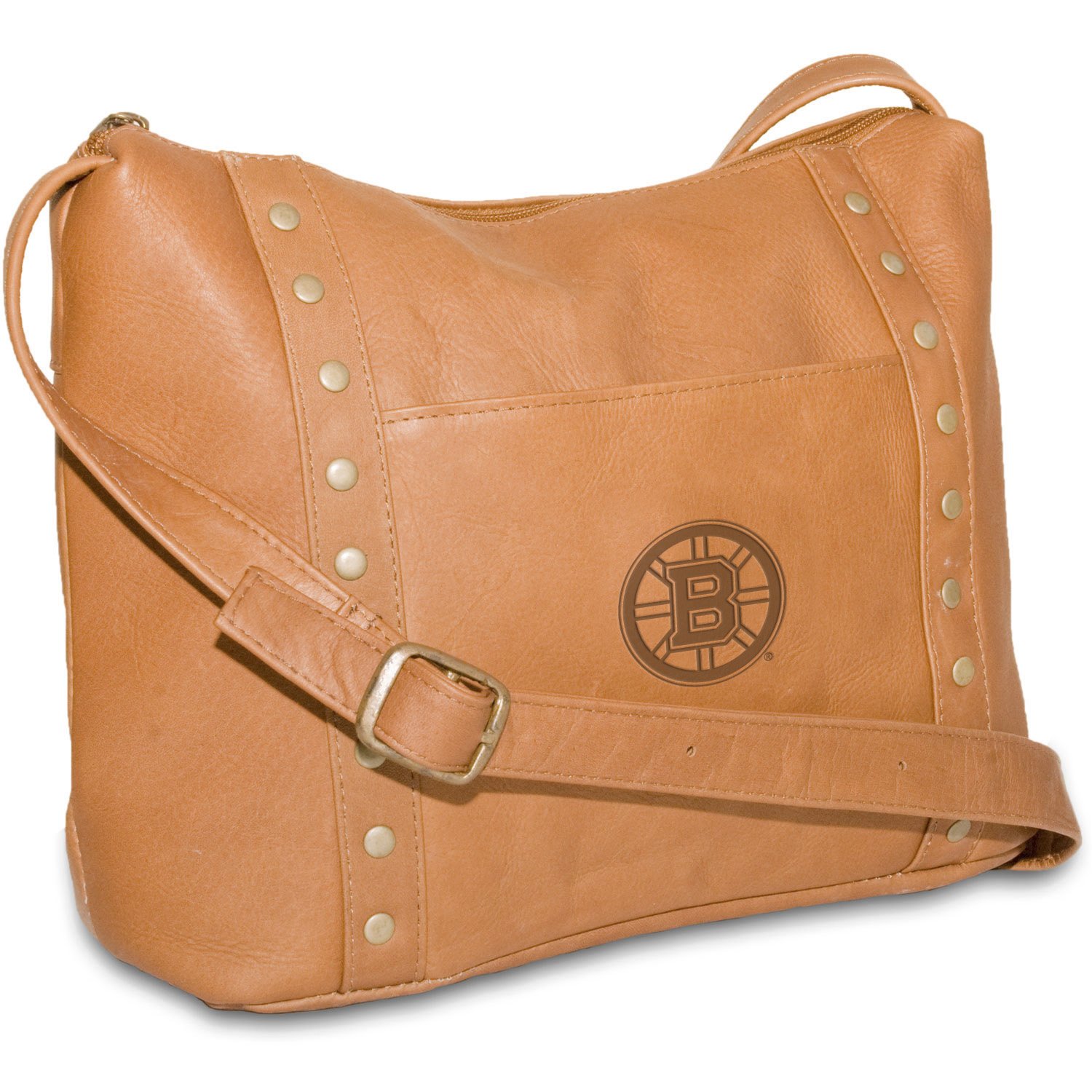NHL Tan Leather Women's Top Zip Handbag