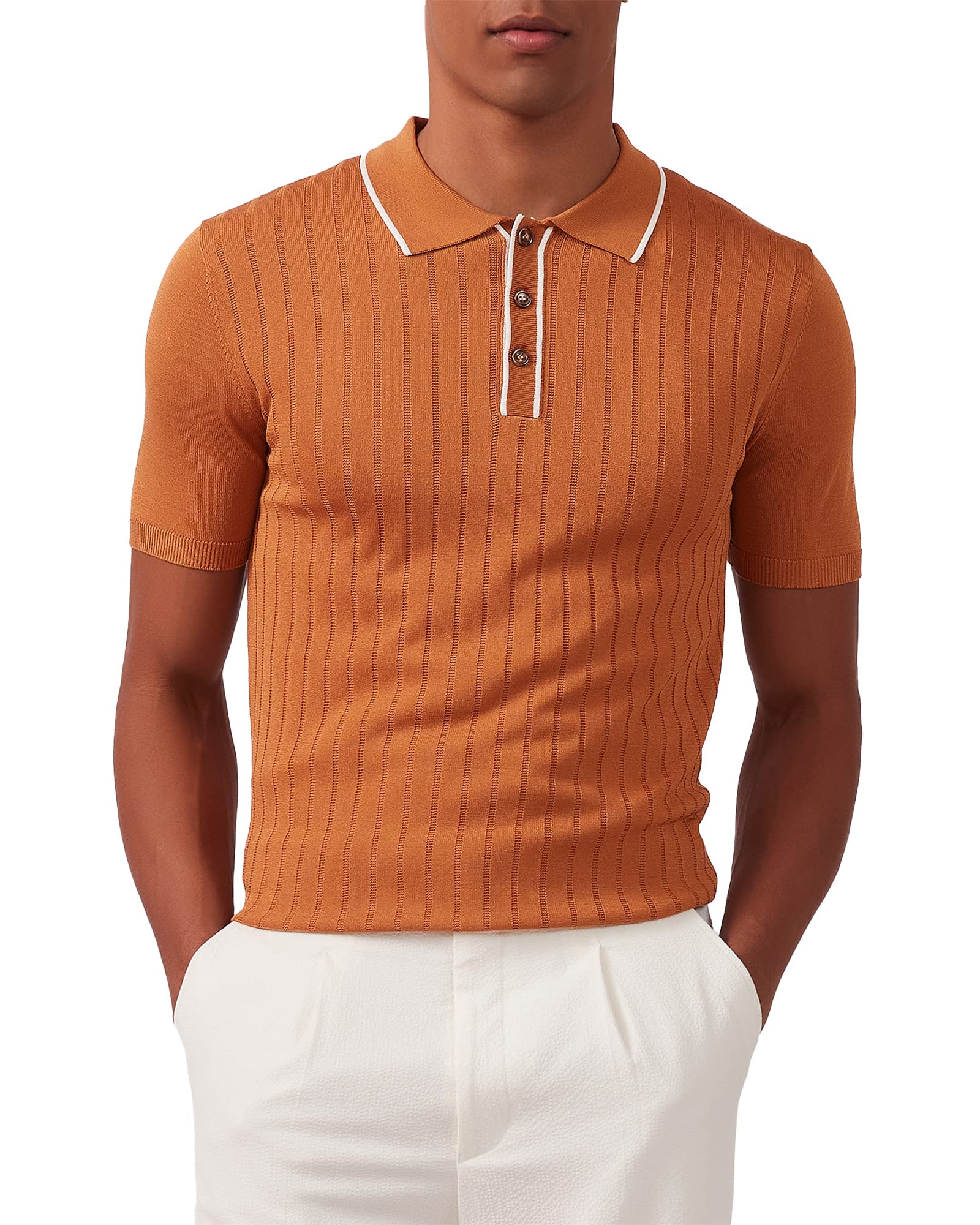 KallspinMen's Knit Polo Shirts Short Sleeve Jumpers Golf Shirts Summer Beach Tops