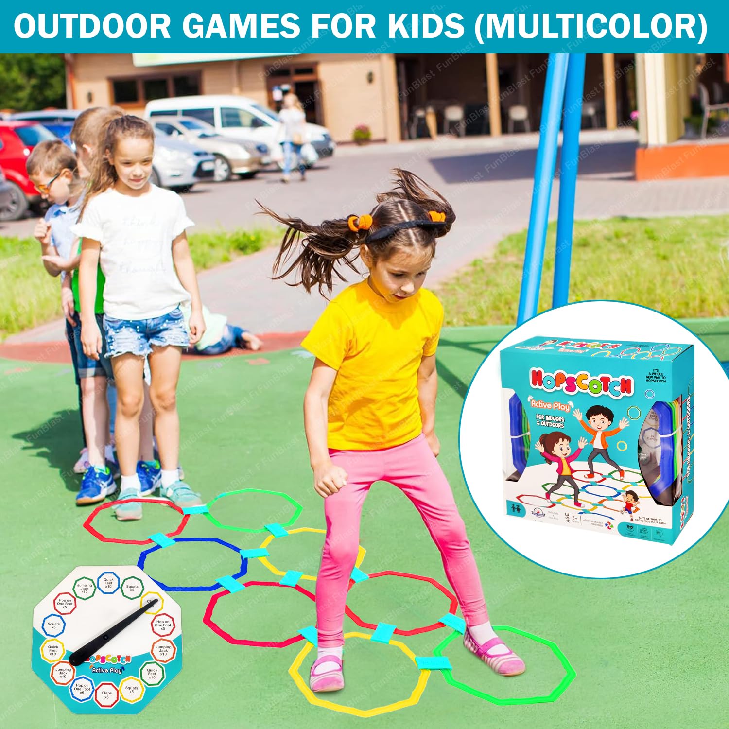 FunBlast Hopscotch Games for Girls, Active Indoor Rings Game for Kids – Kids Jumping Ring Game, Educational Colorful Rings for Kid, Indoor and Outdoor Games for Kid (Multicolor) - Image 6 thumbnail