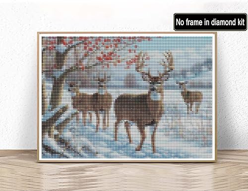 Miniatura 2 de Kaliosy Kits de arte de diamantes 5D para adultos, kits de ciervos por números, pintura de diamantes, arte de nieve, paisaje de nieve, taladro