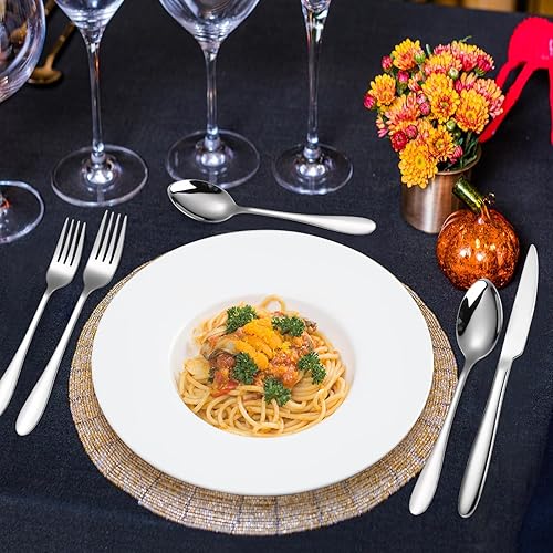 Miniatura 163 de A·HOUSEWARE - Juego de cubiertos iridiscentes con diseño hueco, 20 piezas, acero inoxidable, incluye tenedores, cucharas, cuchillos, utensilios