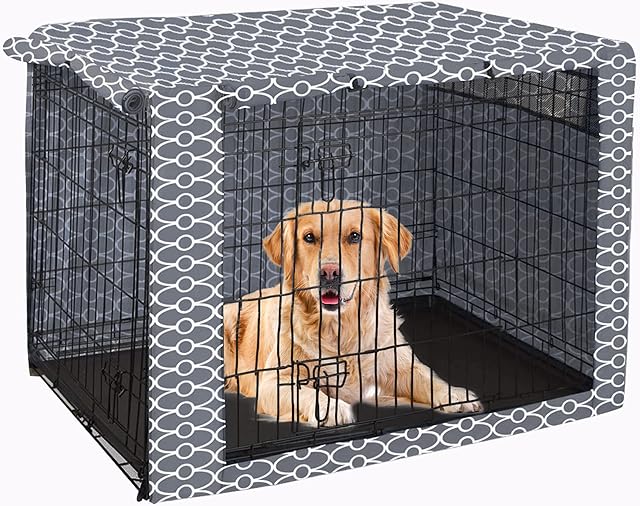 Dog Crate Cover Durable Polyester Pet Kennel Cover Universal Fit for Wire Dog Crate - Fits Most 24 inch Dog Crates - Cover only-Gray-24