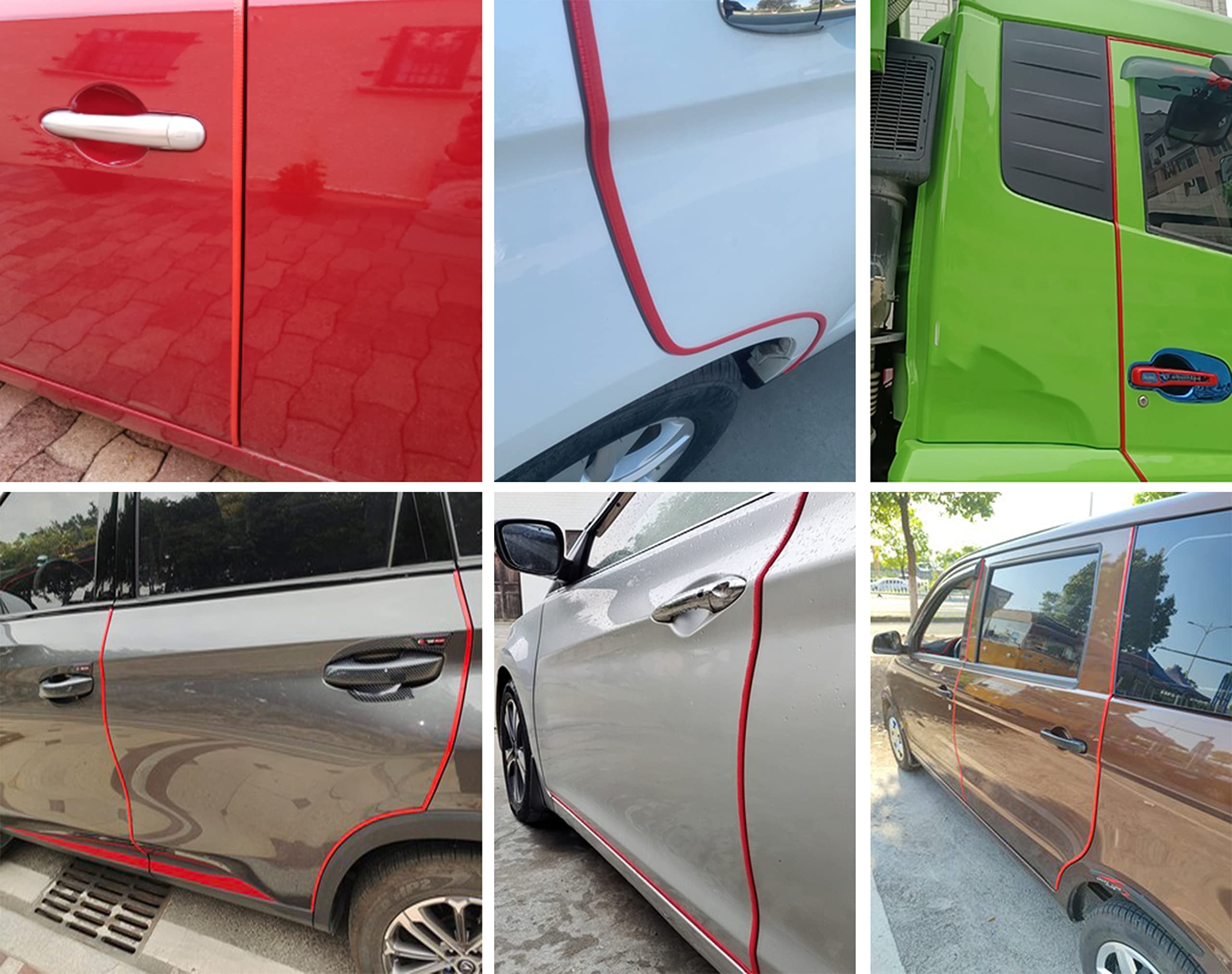 10M Proteggi Bordo Auto Striscia Rosso,Guarnizione Porta Auto Forma U,Non è Necessario Incollarlo,Adatta per la maggior Parte delle Auto - - Rosso 10M